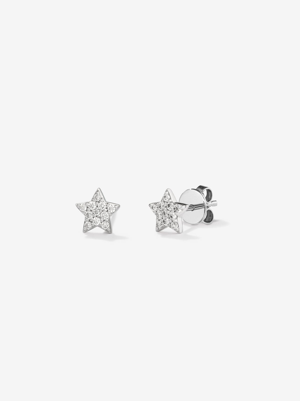 Pendientes de estrella de oro blanco de 18K y diamantes