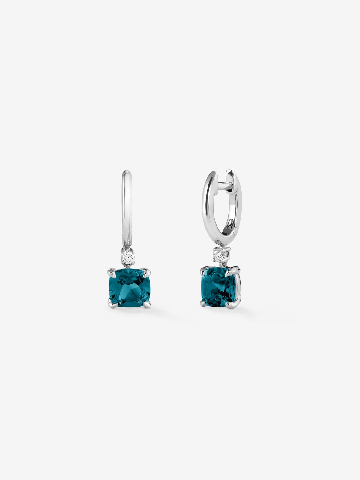 Pendientes aro de plata 925 con topacio colgante