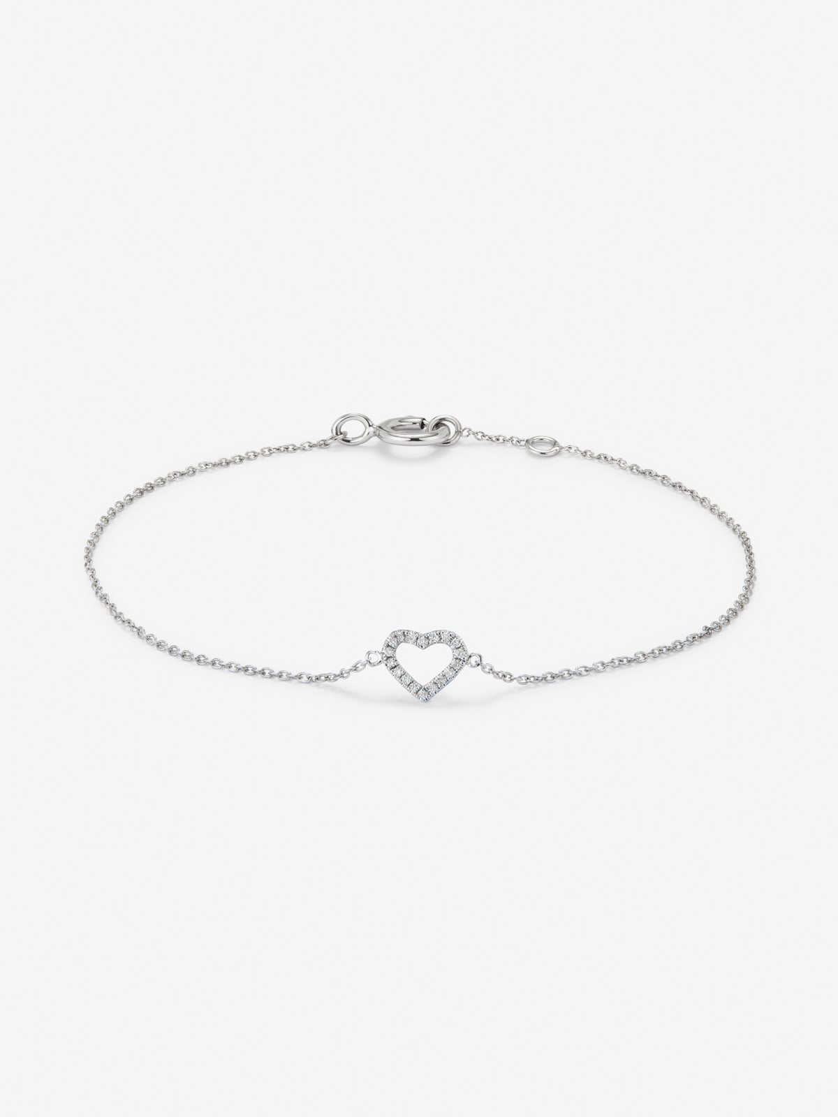 Pulsera cadena corazón de oro blanco de 18K de diamantes