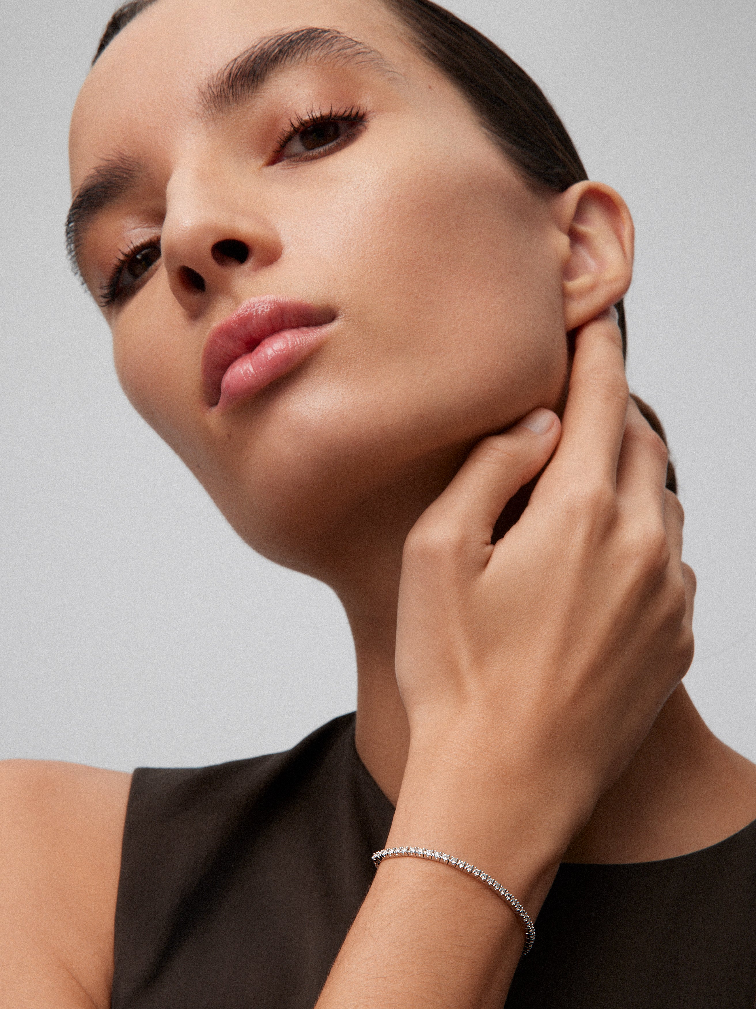 Pulsera cadena de oro blanco de 18K de diamantes