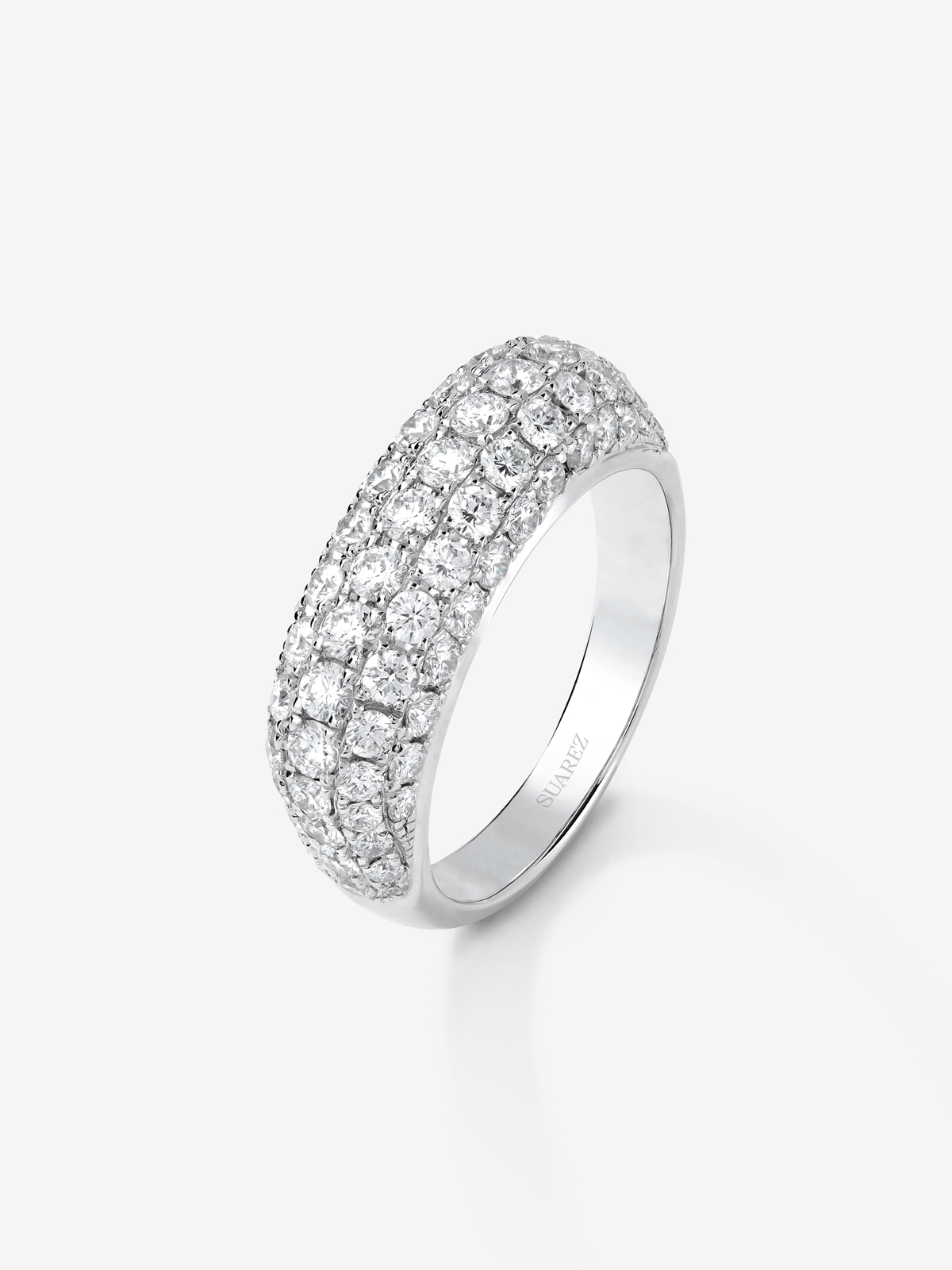Anillo de oro blanco de 18K con pavé de diamantes blancos en talla brillante de 1,6 cts