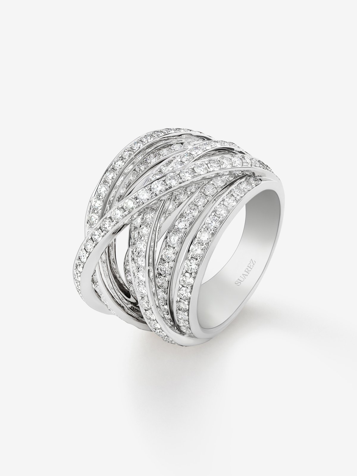 Anillo multibrazo de oro blanco de 18K con 185 diamantes en talla brillante con un total de 2,67 cts