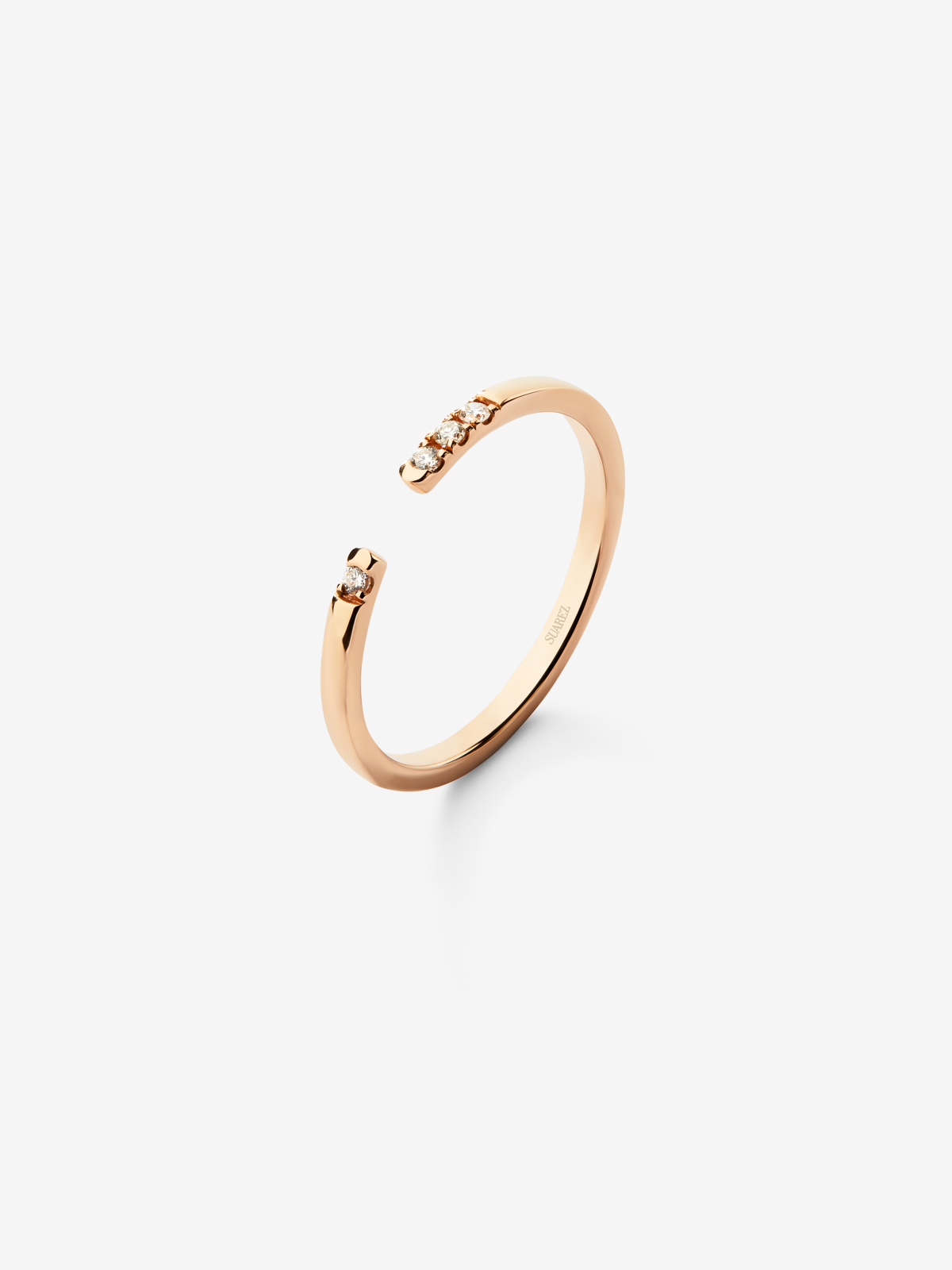 Open 18k rose gold ring with white diamonds in 0.05 cts