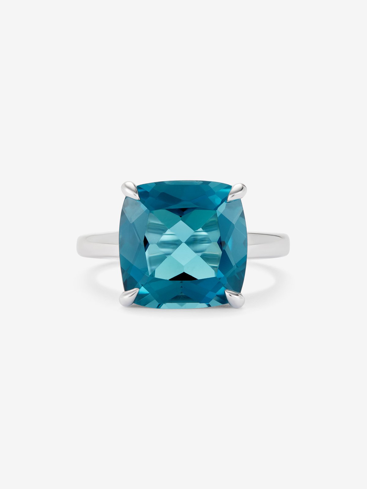 Anillo de plata 925 con topacio azul london en talla cushion de 10,1 cts