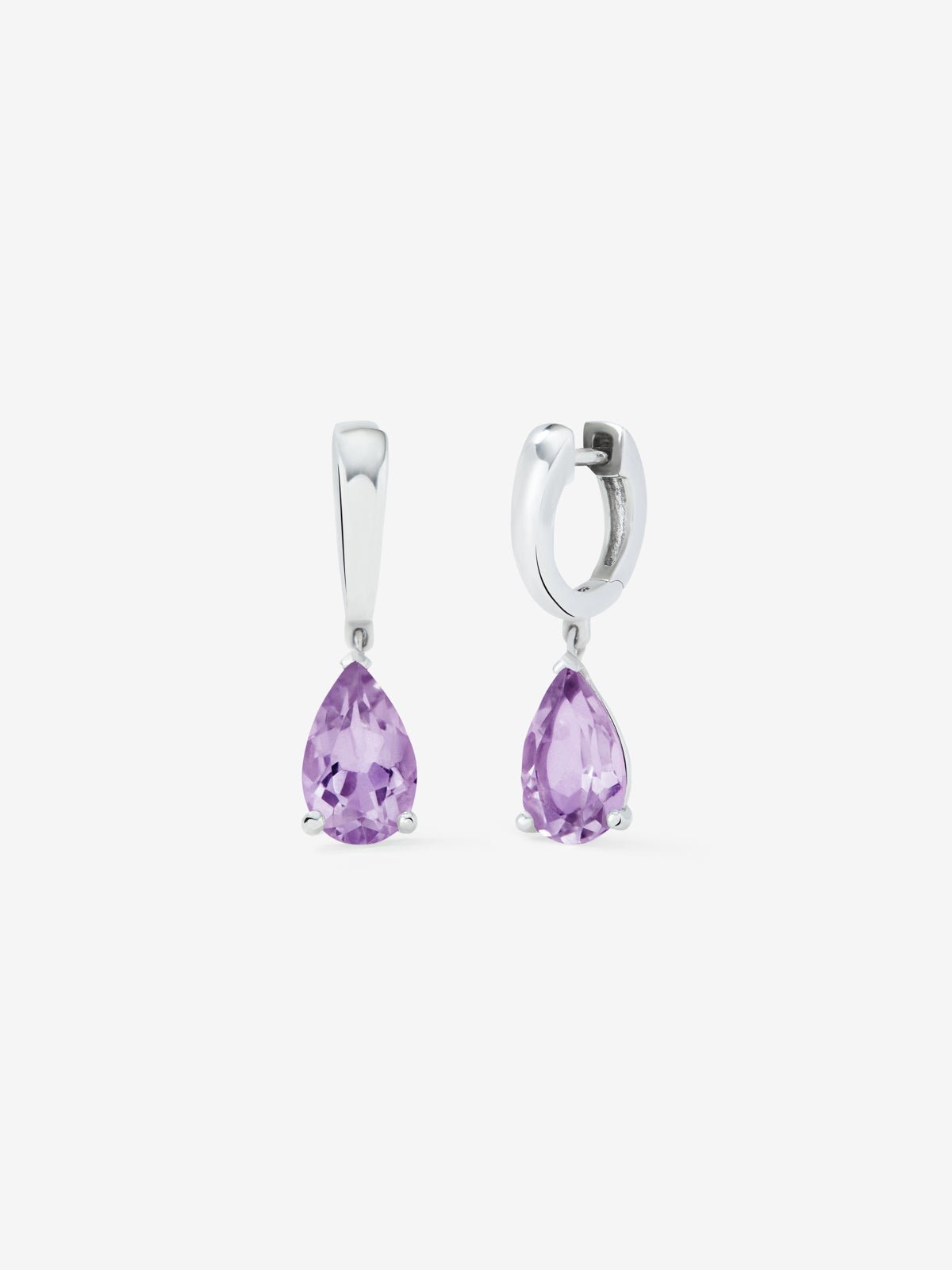 Silver earrings with purple amethyst