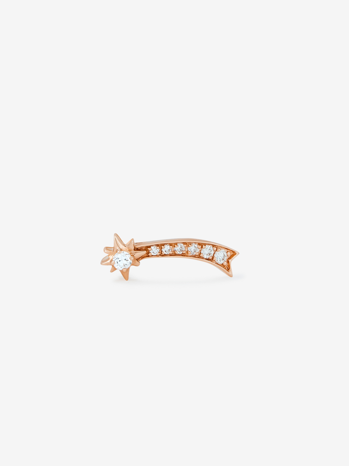 Individual right climber shooting star earring made of 18K rose gold with diamonds