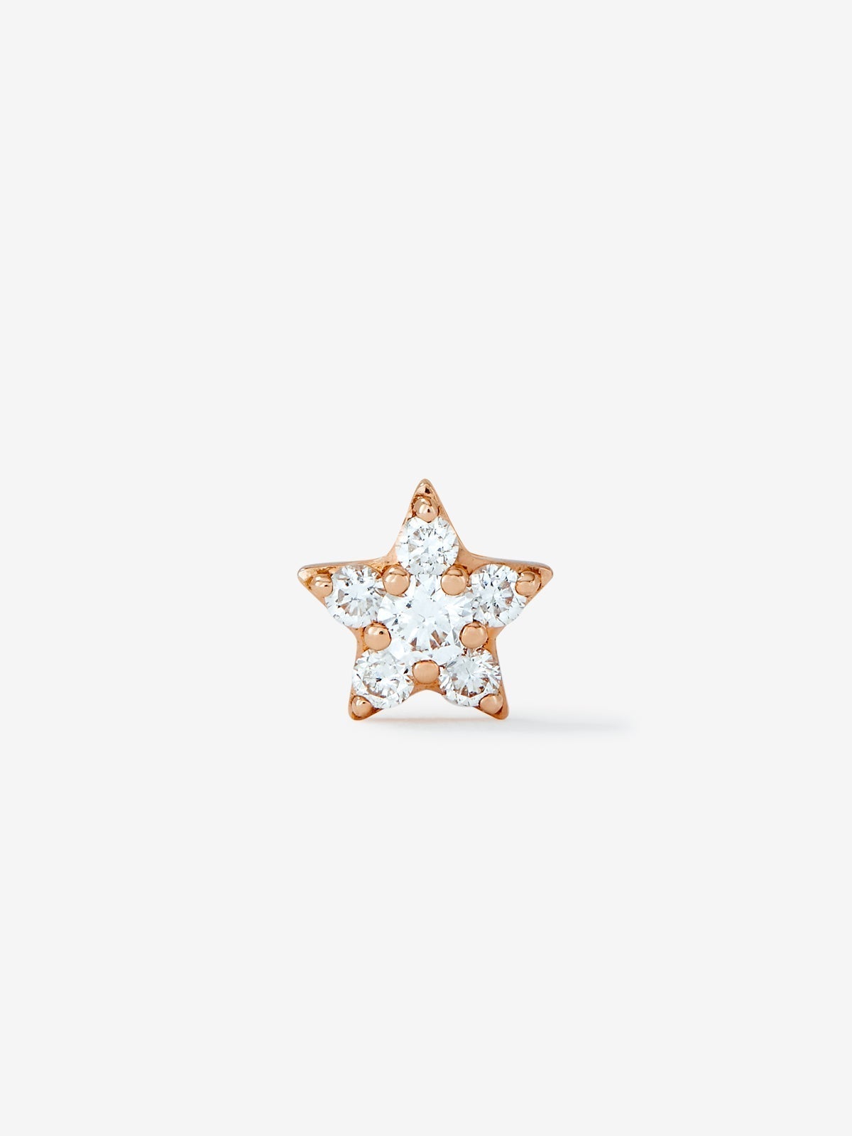 Pendiente individual estrella de oro rosa de 18K con diamantes