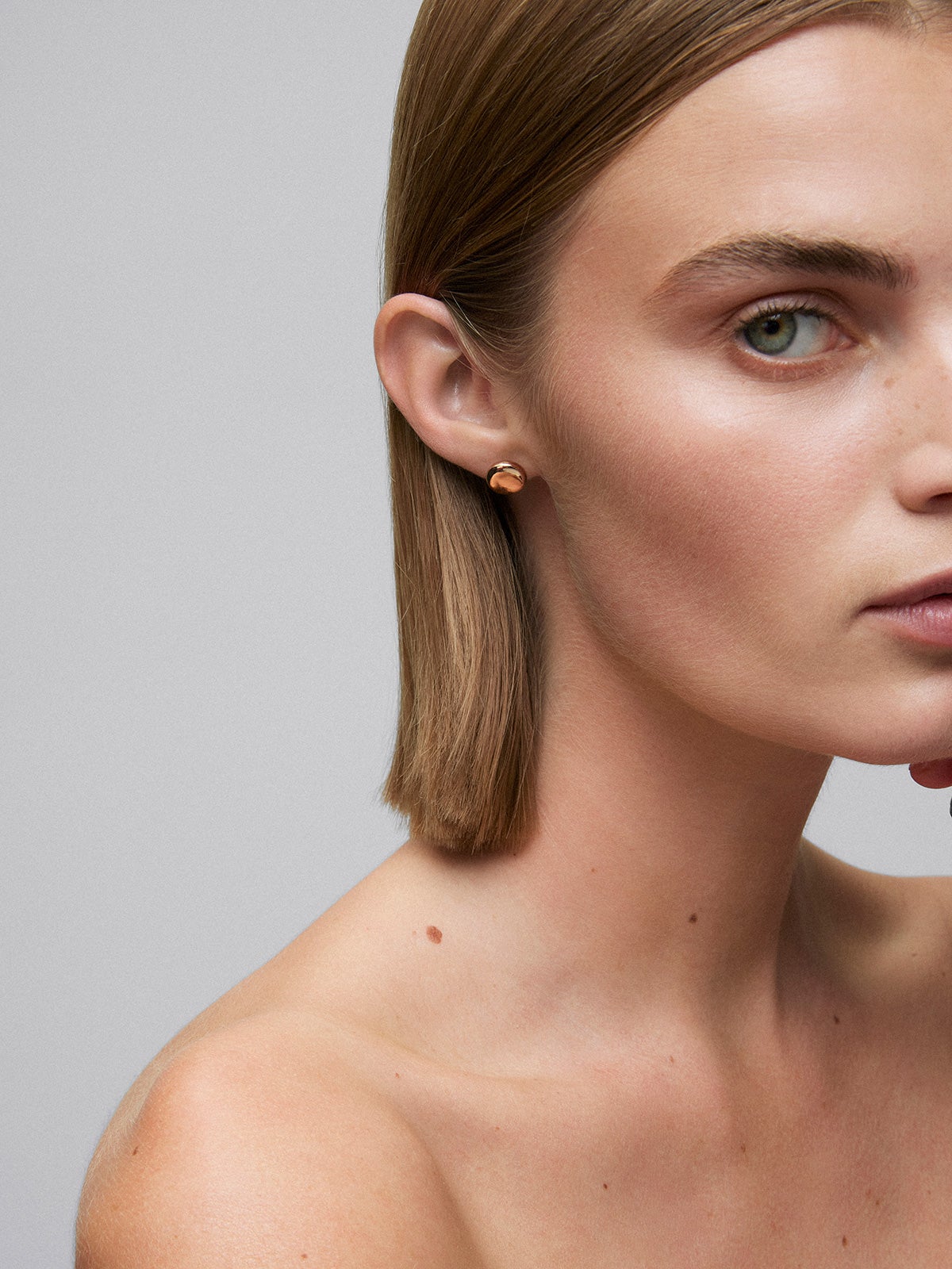 Large 18K Rose Gold Button Earrings