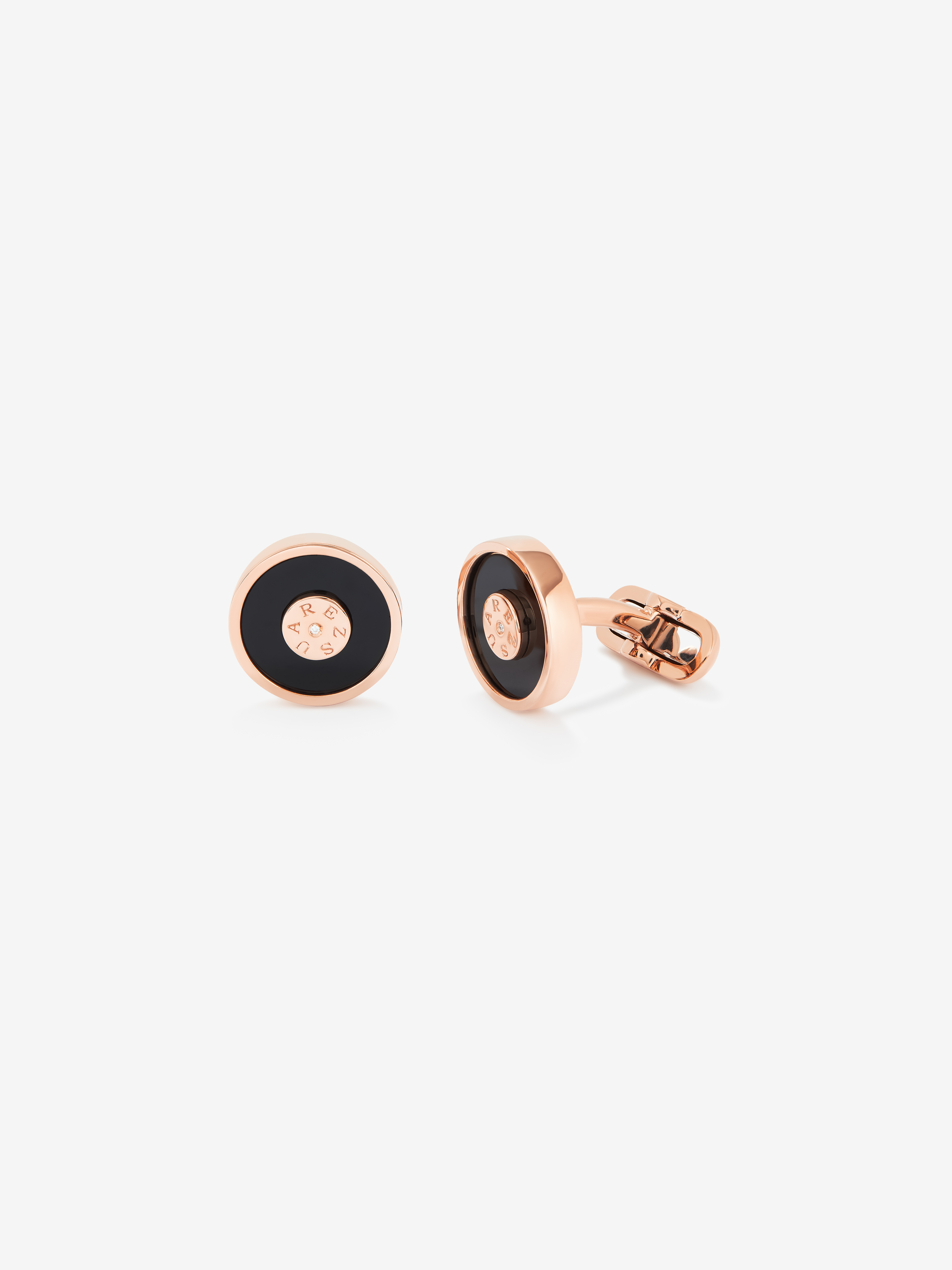 Gemelos de oro rosa y onix
