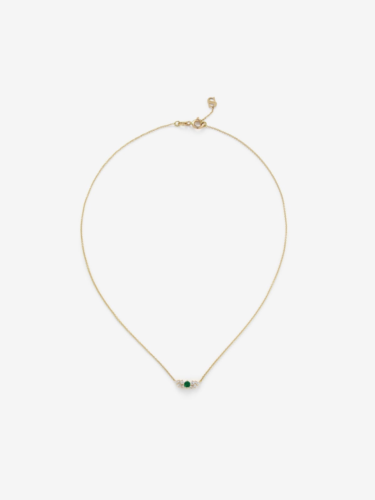Colgante cadena de oro amarillo de 18K con esmeralda y diamantes
