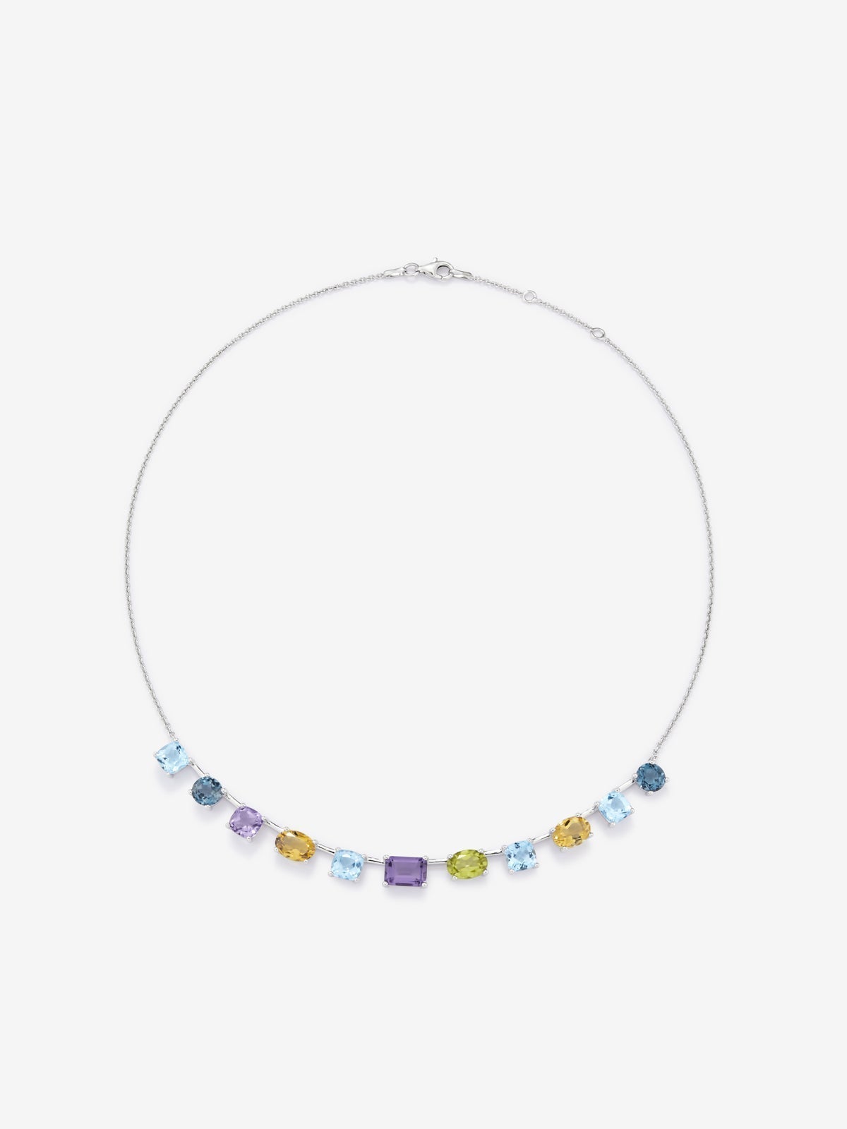 Colgante cadena de plata 925 con gemas multicolor grandes