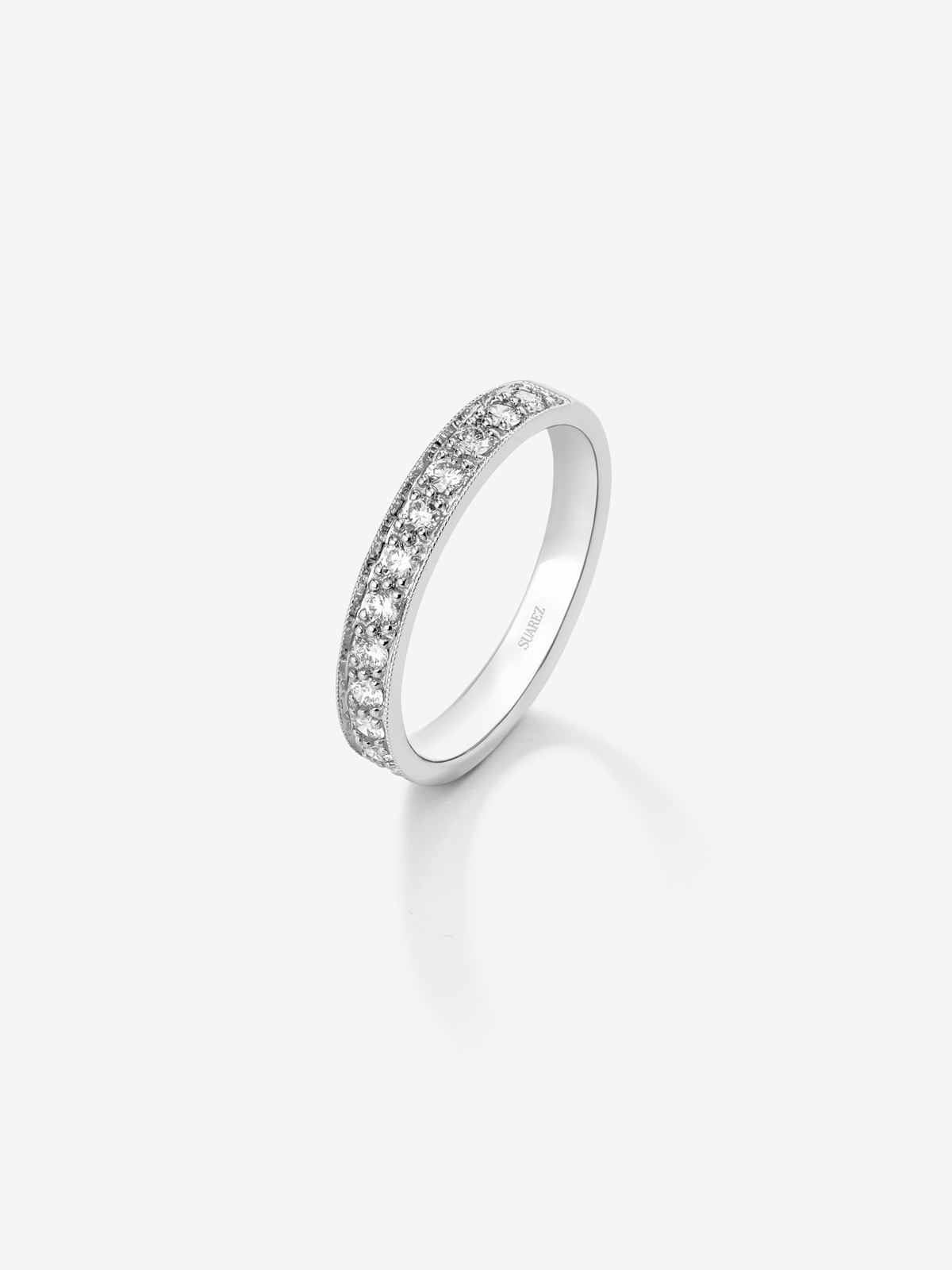 18K White Gold Half Eternity Engagement Ring with 0.38ct Diamond Band.