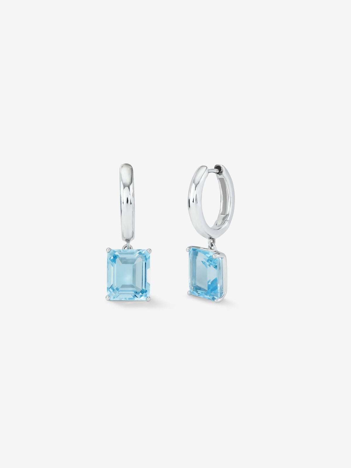 Pendientes aro de plata 925 con topacio colgante