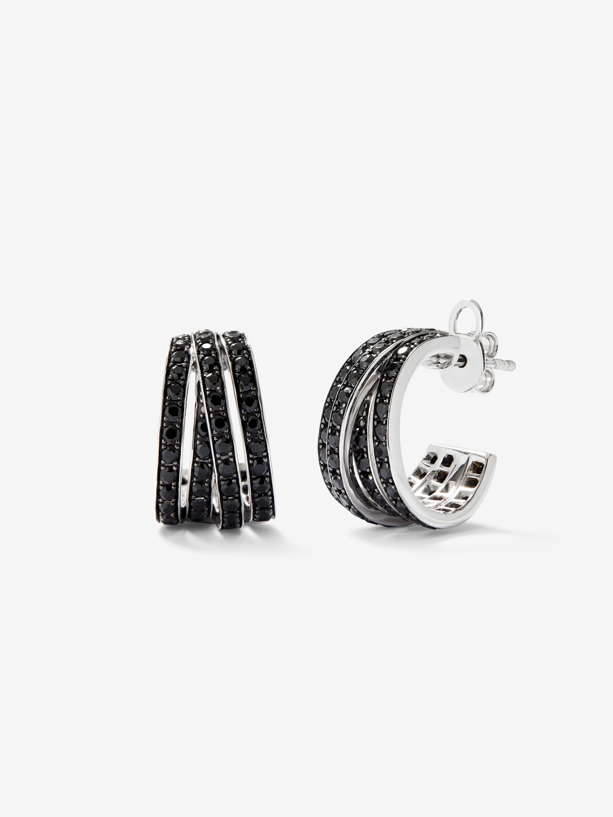 Silver earrings with black spiners