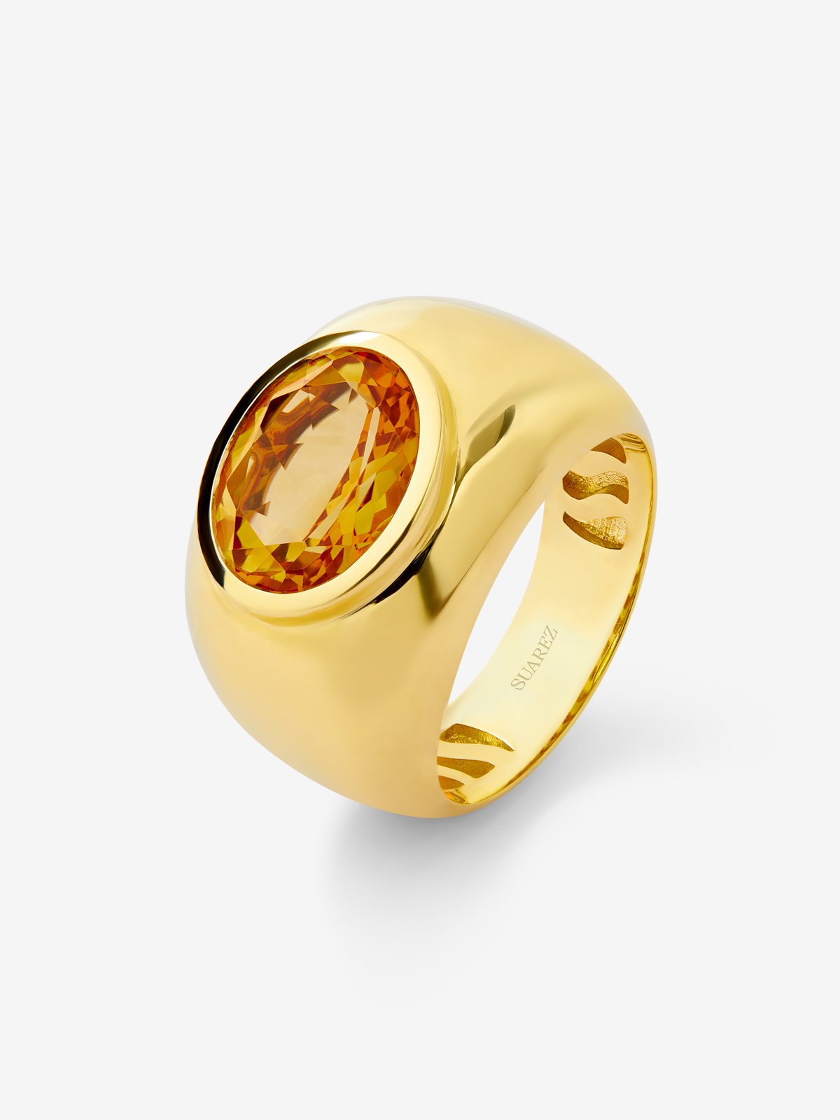 18K yellow gold ring with oval-cut citrine quartz