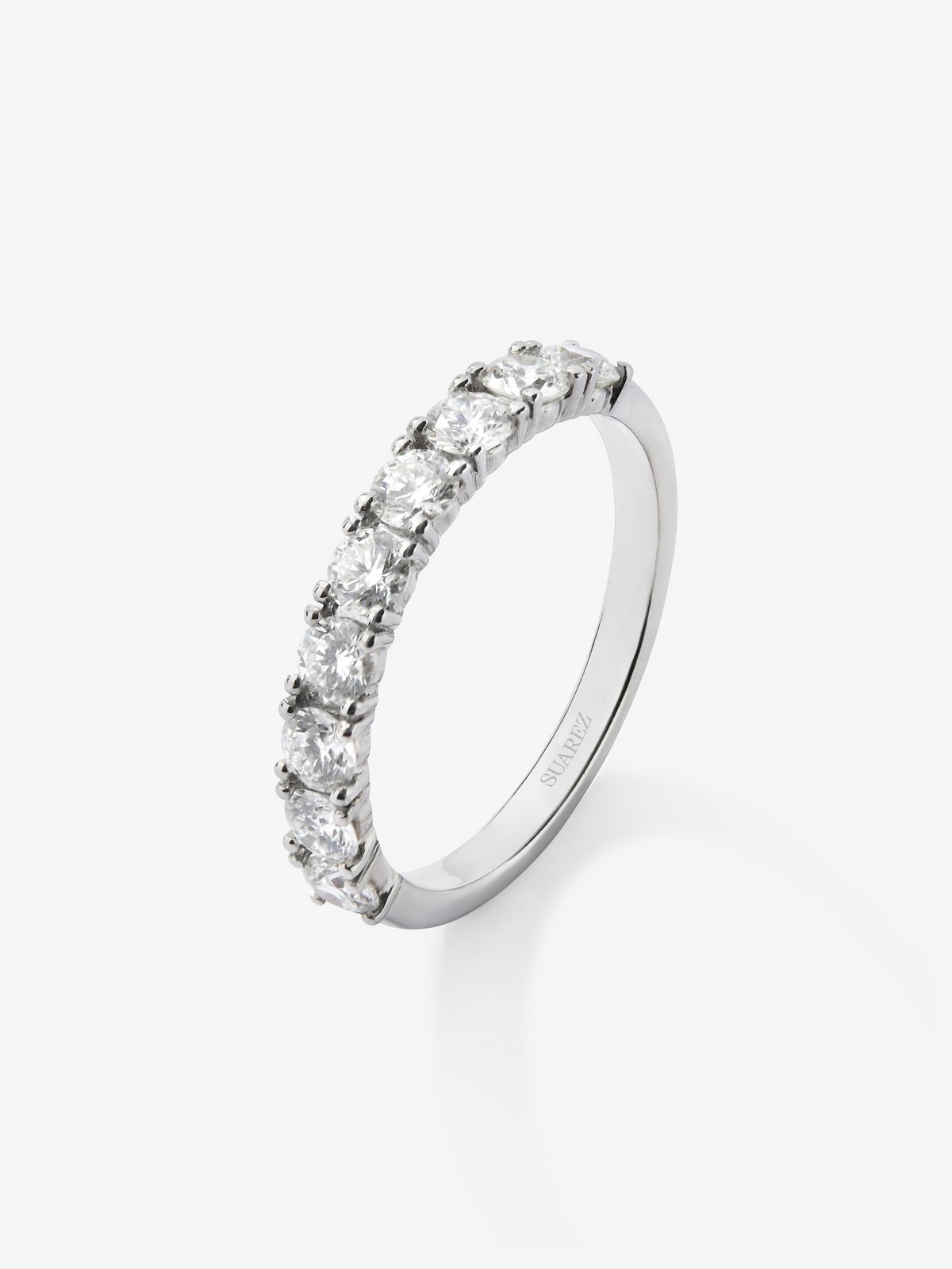 Half ring in 18K white gold with 9 brilliant-cut diamonds with a total of 0.91 cts