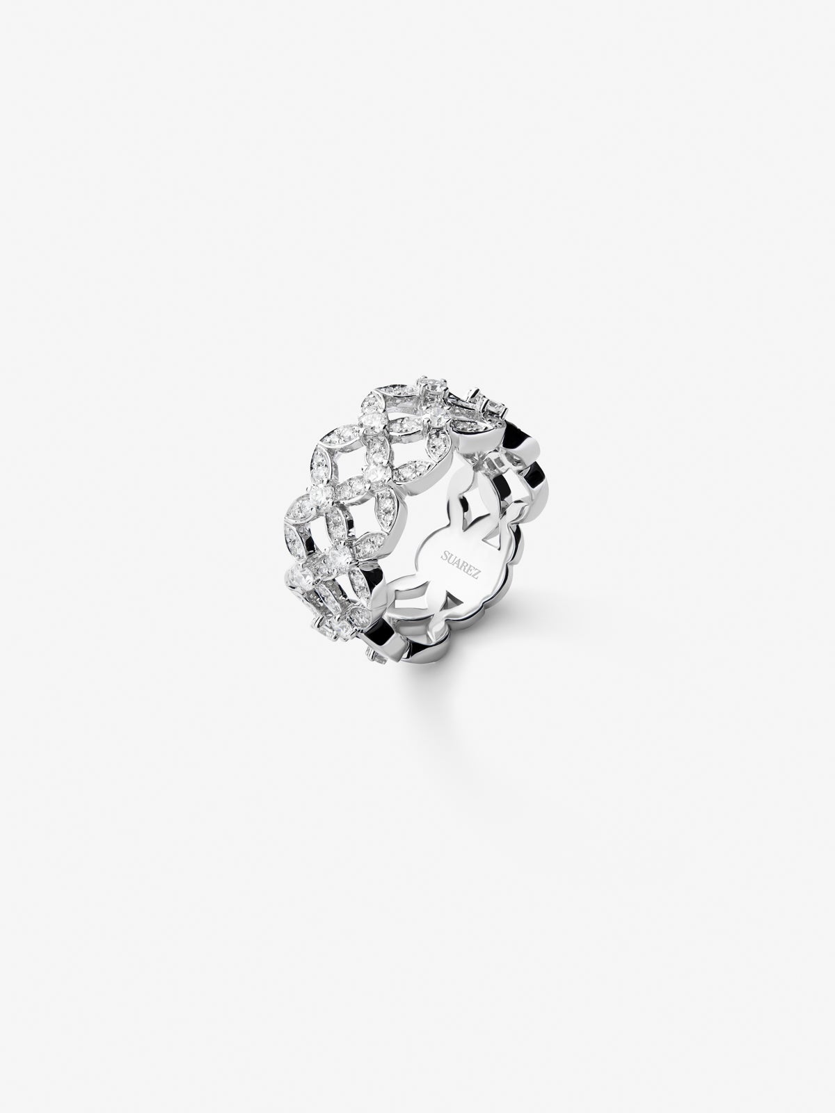 Anillo de oro blanco de 18K con diamantes blancos en talla brillante de 1,14 cts