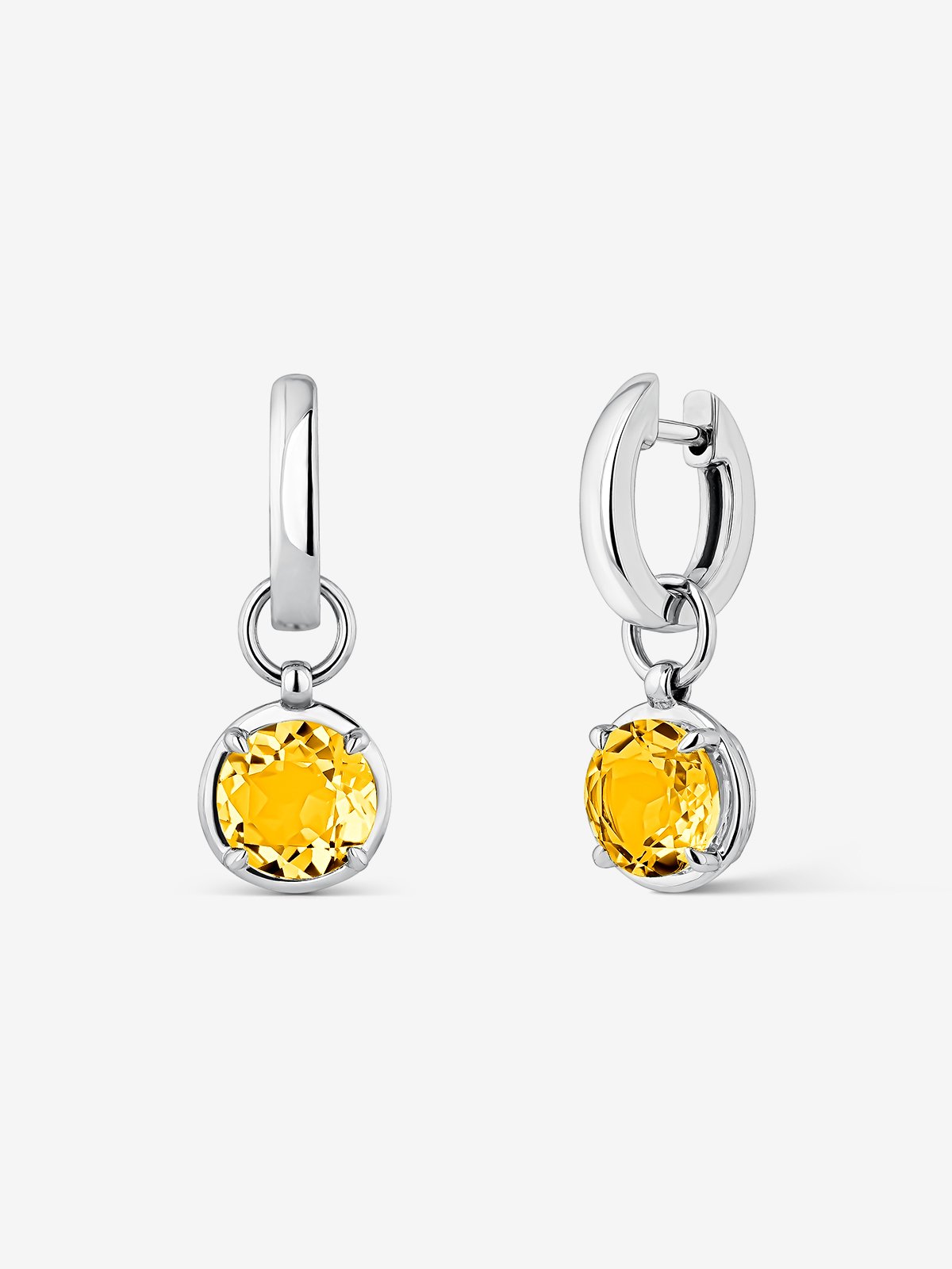 925 silver earrings with 2 brilliant-cut yellow citrines with a total of 3.32 cts