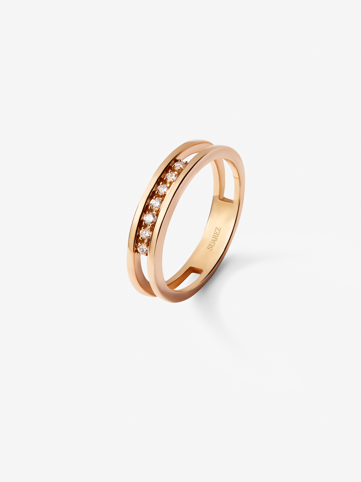18K rose gold ring with diamonds in bright size