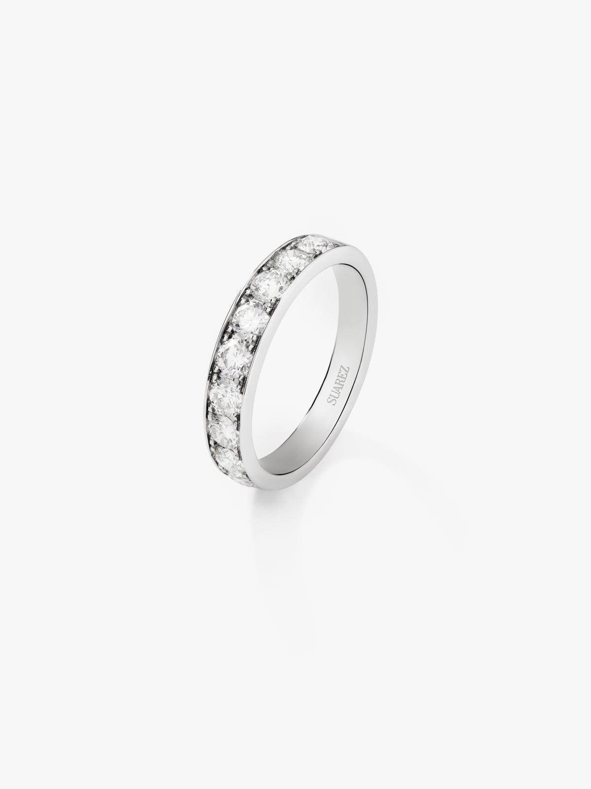Anillo alianza de compromiso de oro blanco de 18K con diamantes