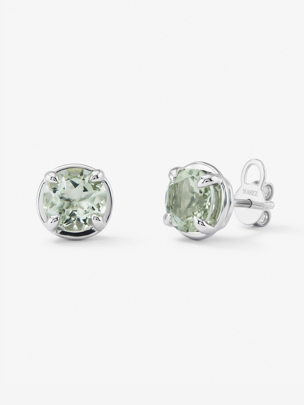 925 silver earrings with 2 brilliant-cut green amethysts with a total of 4.1 cts