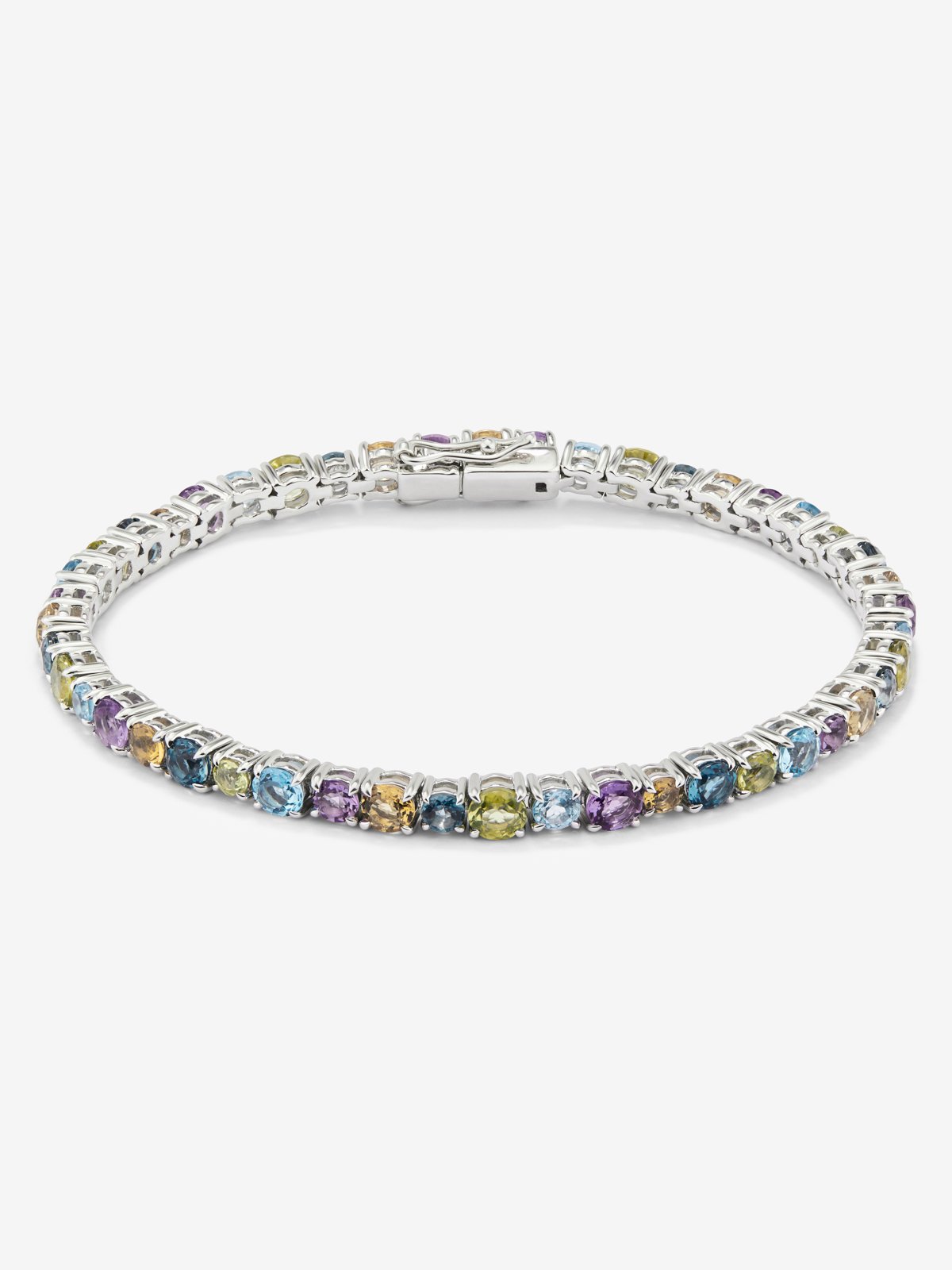 Pulsera riviere de plata 925 con gemas multicolor