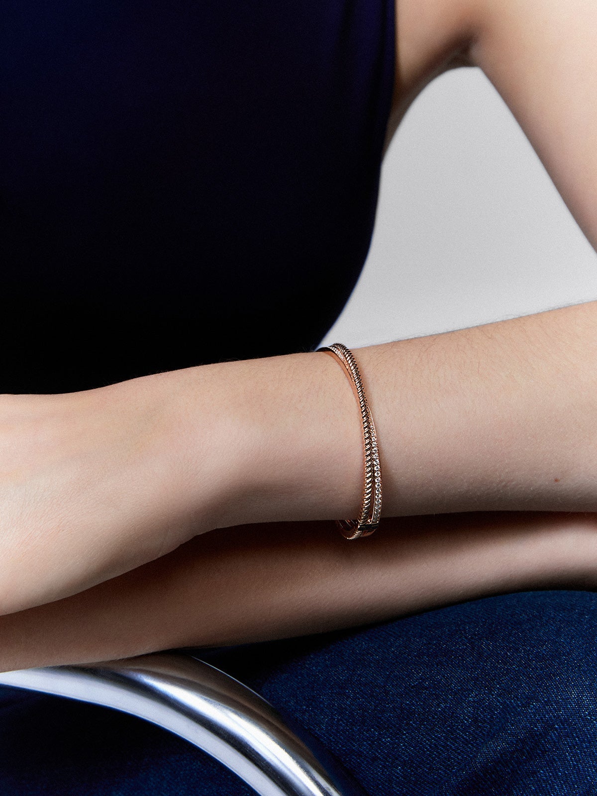 Pulsera de idalia de oro rosa con diamante