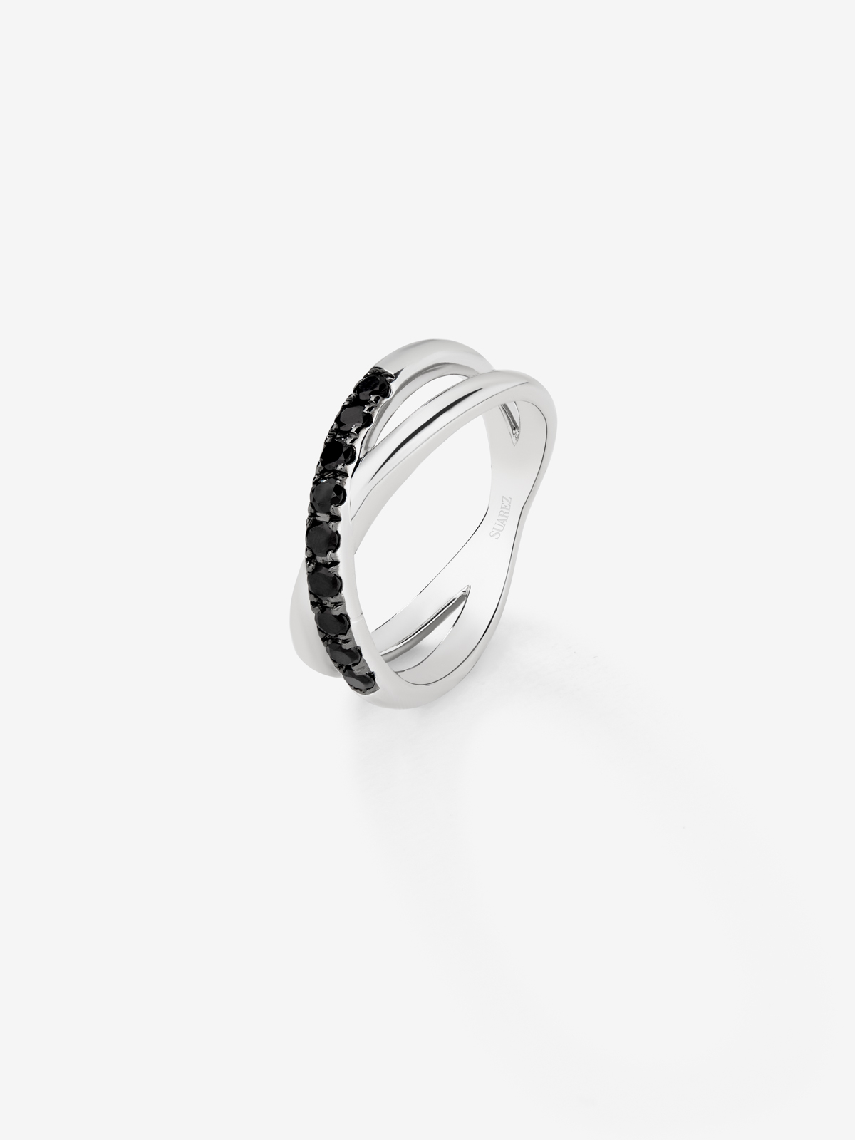 925 Silver Crossed Ring with Spinels