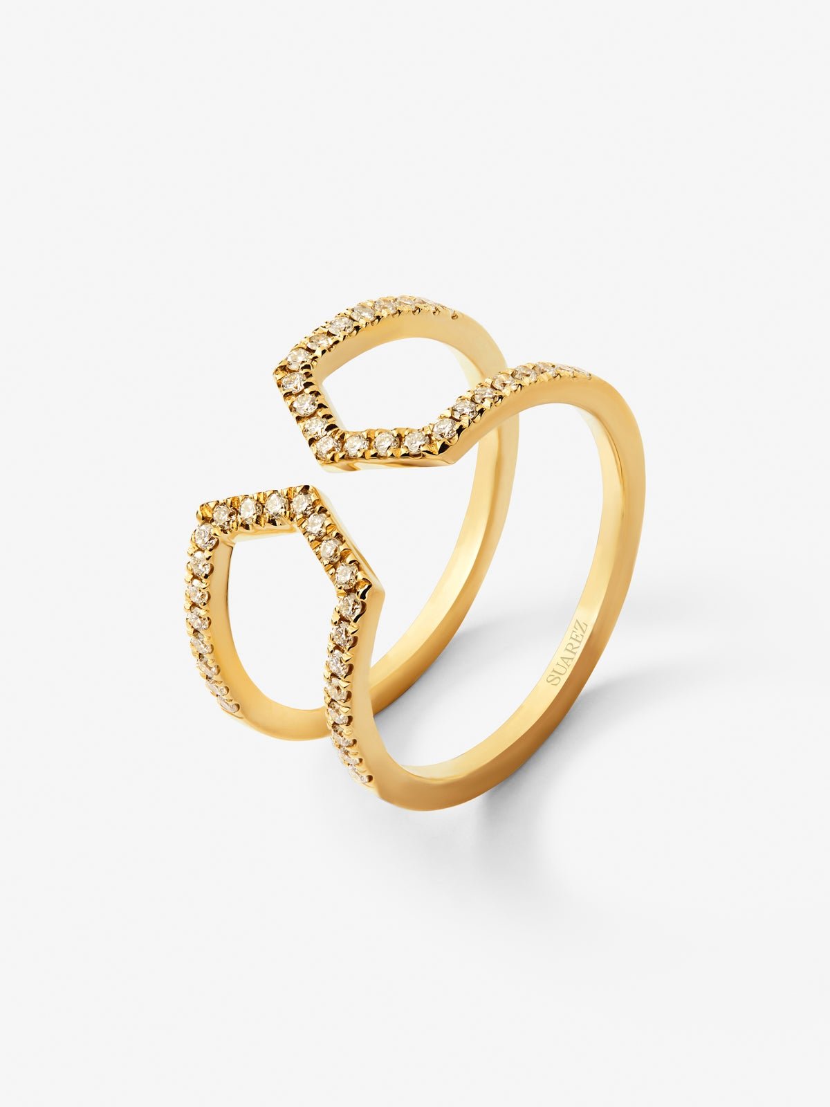 18K yellow gold ring with 46 brilliant-cut diamonds with a total of 0.37 cts
