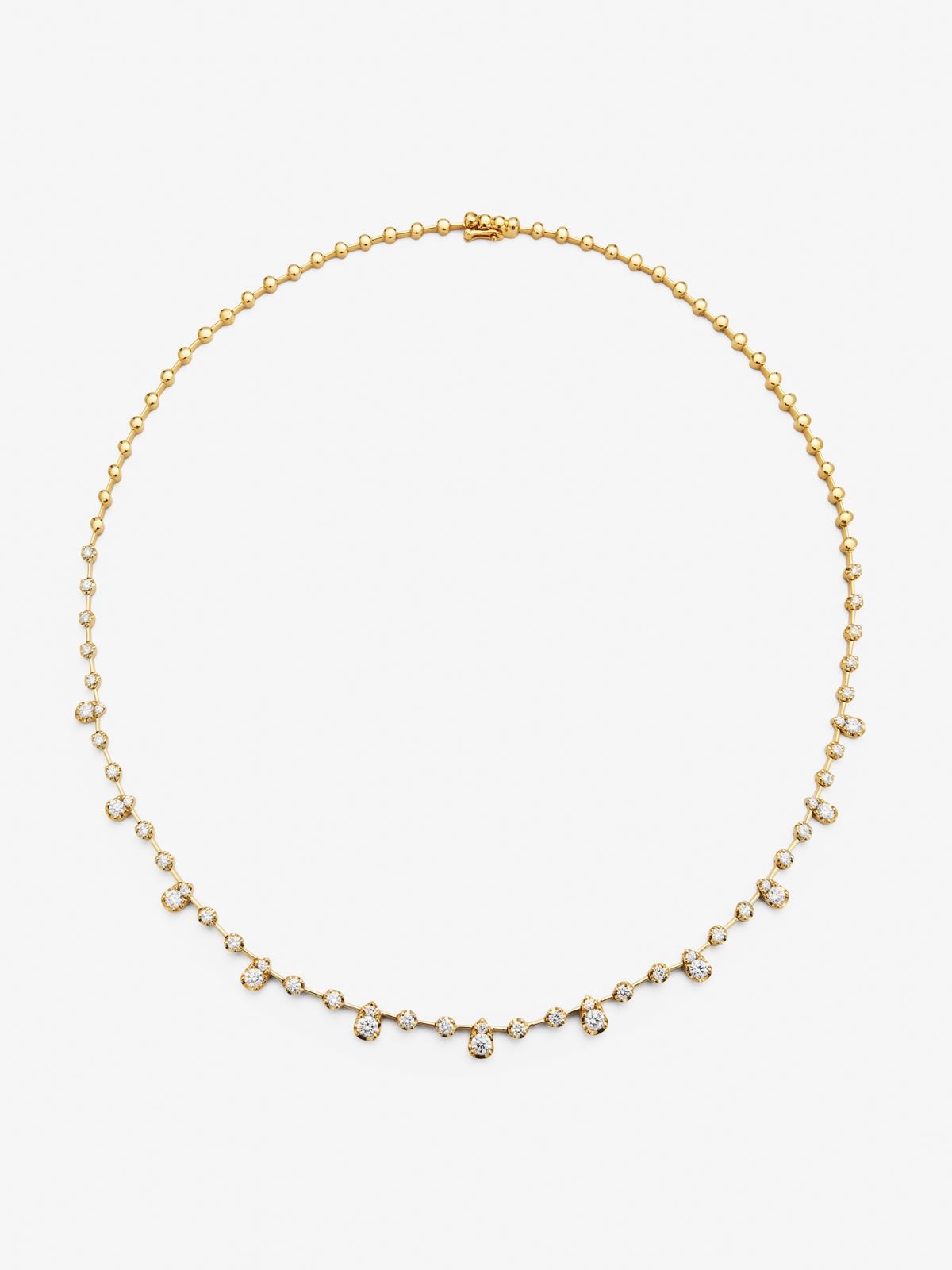 Collar de oro amarillo de 18K con 62 diamantes en talla brillante con un total de 2,61 cts