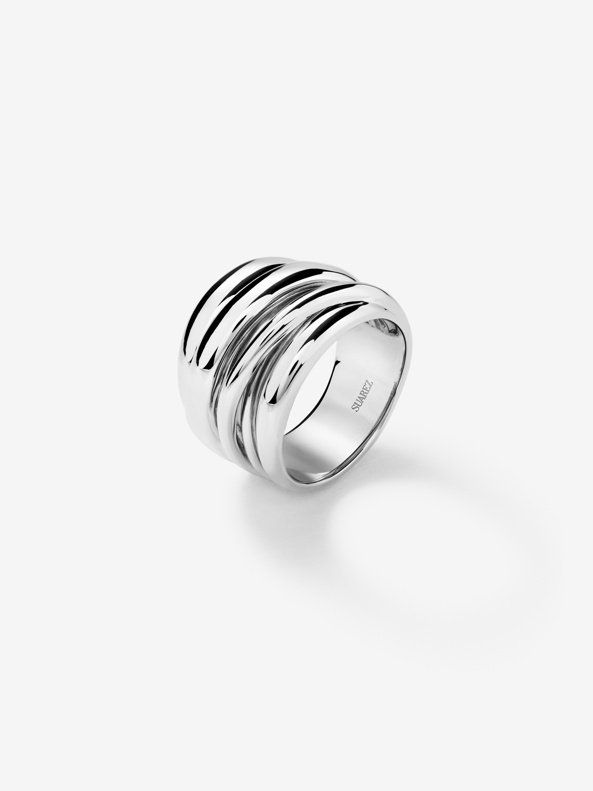 Wide multi-band smooth 925 silver ring