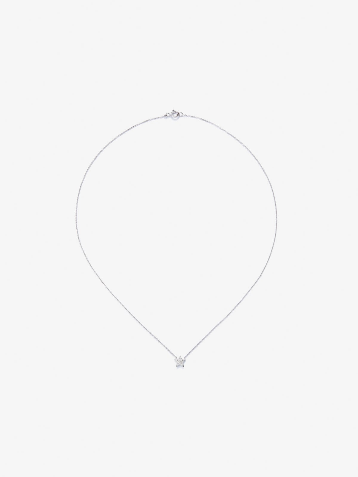 Colgante cadena estrella de oro blanco de 18K de diamantes en pavé
