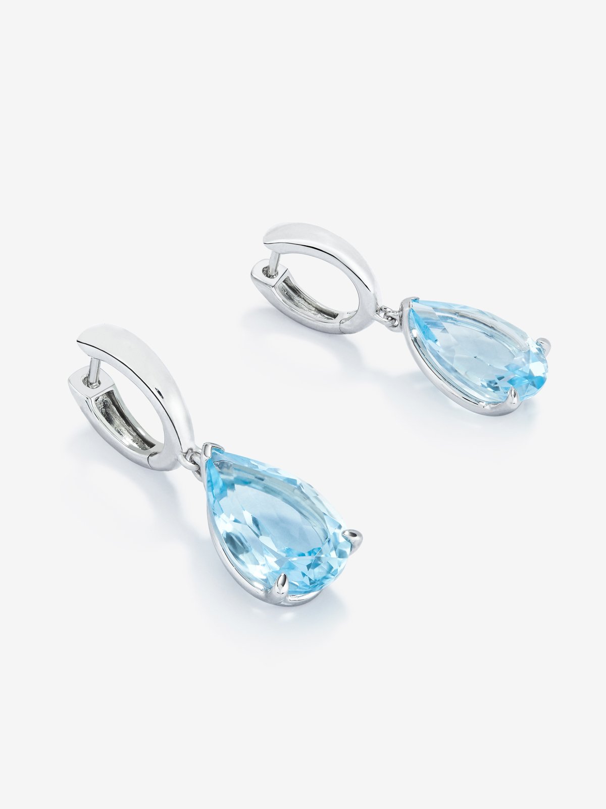 Pendientes aro de plata 925 con topacio colgante