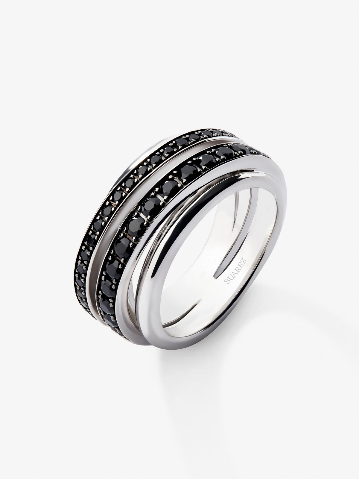 Anillo de plata 925 con pavé de espinelas negras