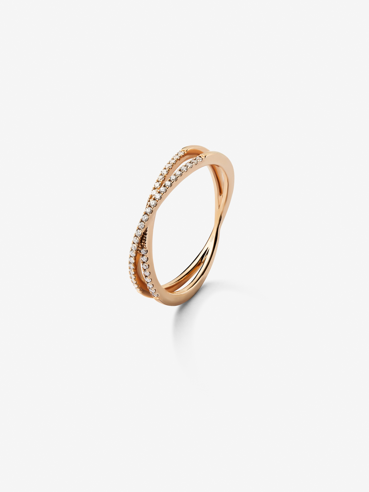 18K rose gold cross ring with diamonds in bright size