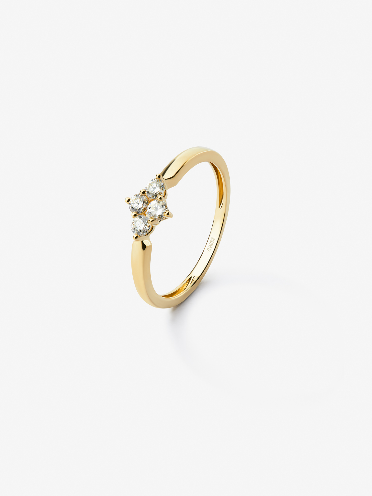 18K yellow gold ring with white diamonds of 0.25 cts