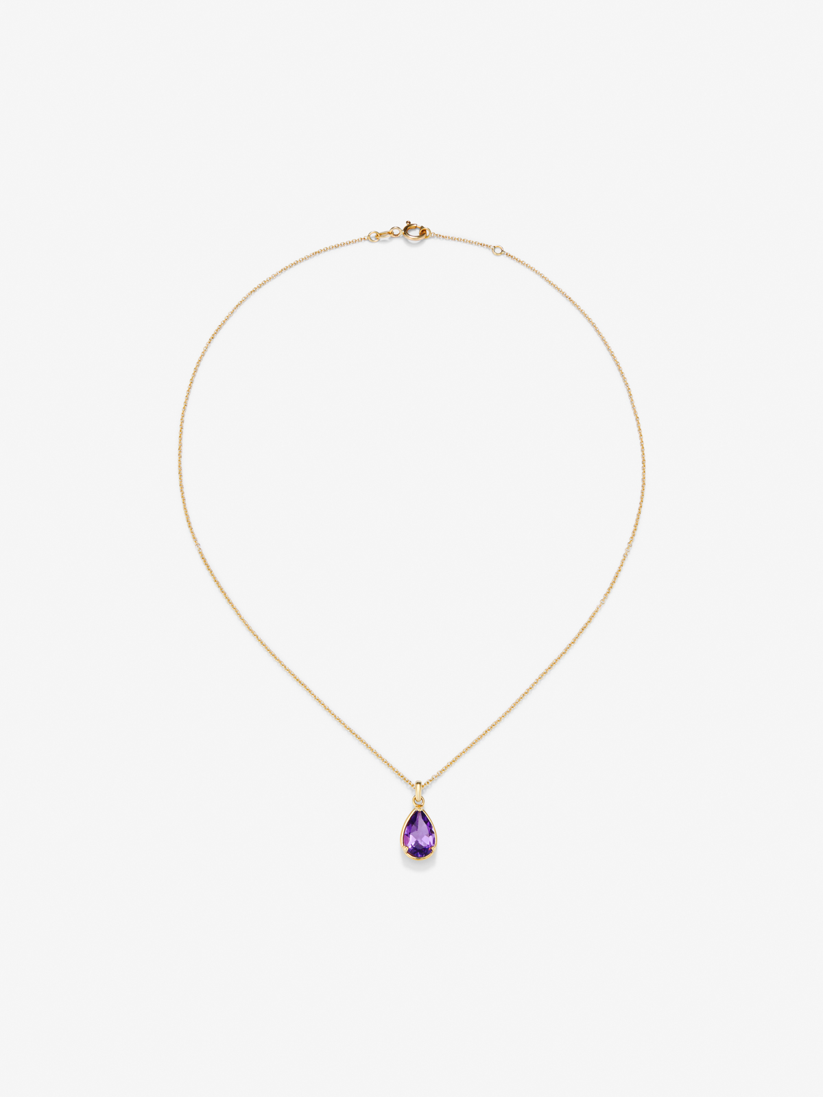 18K yellow gold pendant chain with amethyst