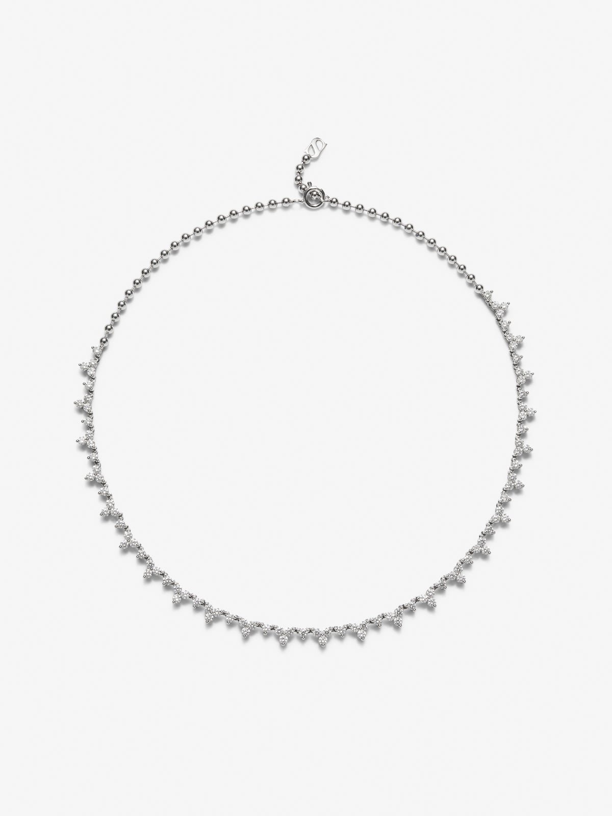 Collar rivière de oro blanco de 18K con 97 diamantes en talla brillante con un total de 5,33 cts