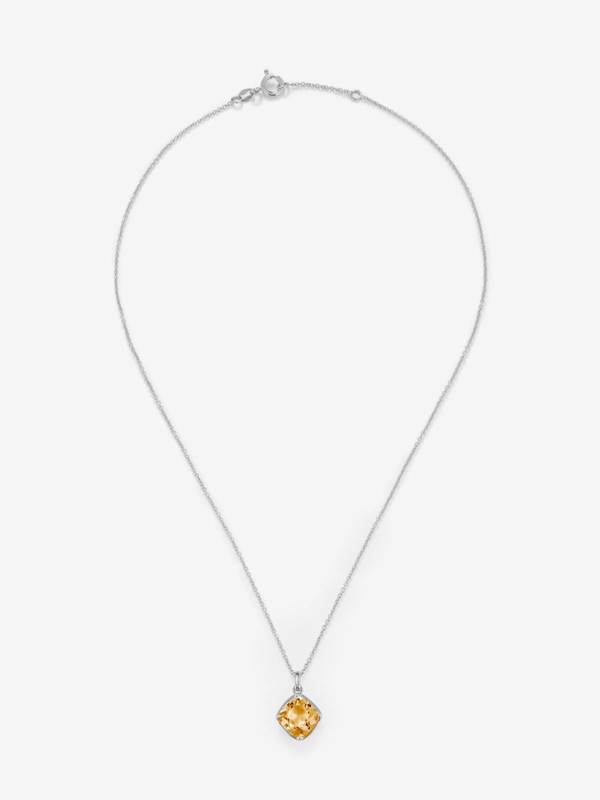 Colgante de plata 925 con cuarzo citrino en talla cushion de