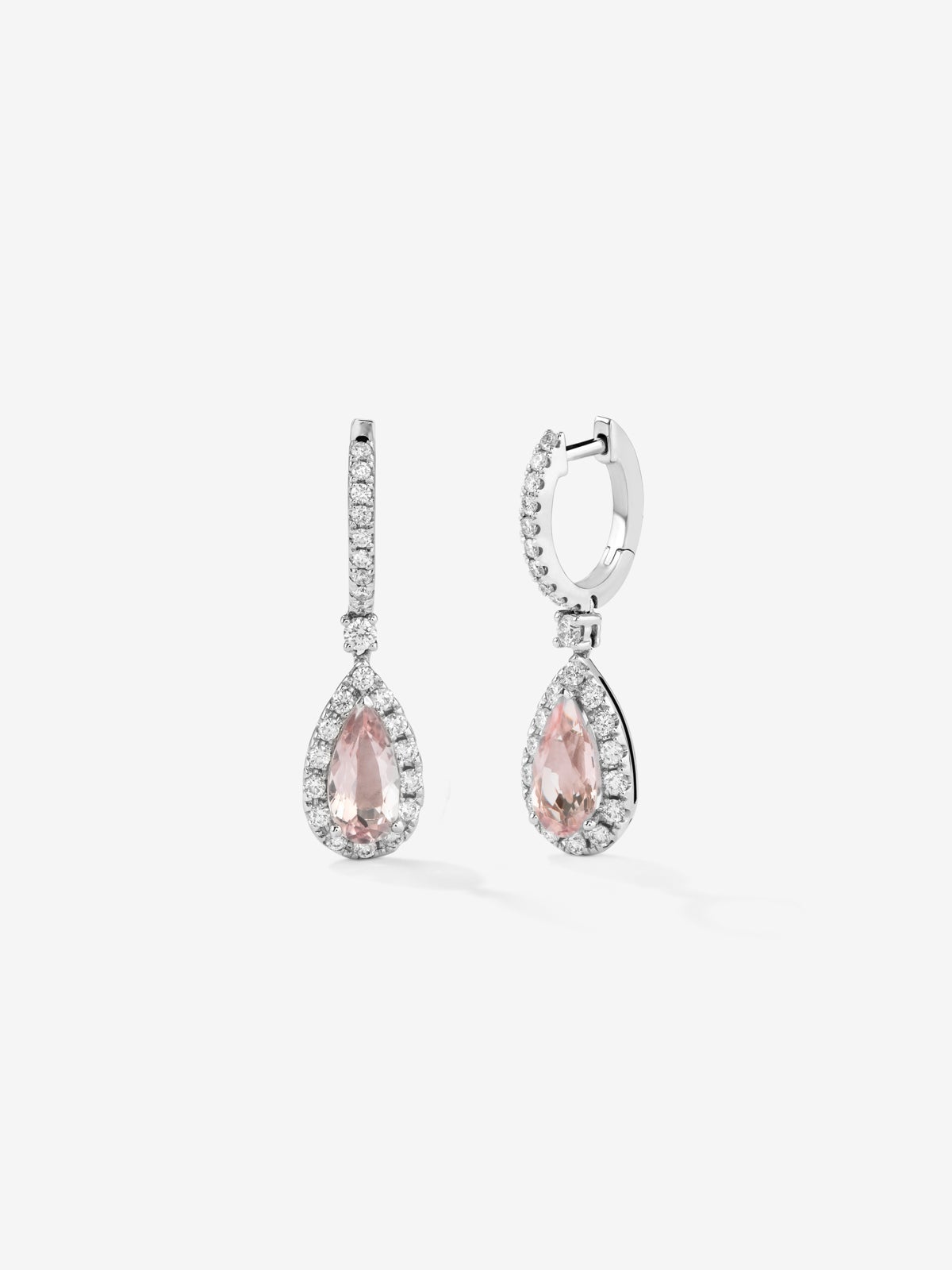 Pendientes de veris de oro blanco con morganita