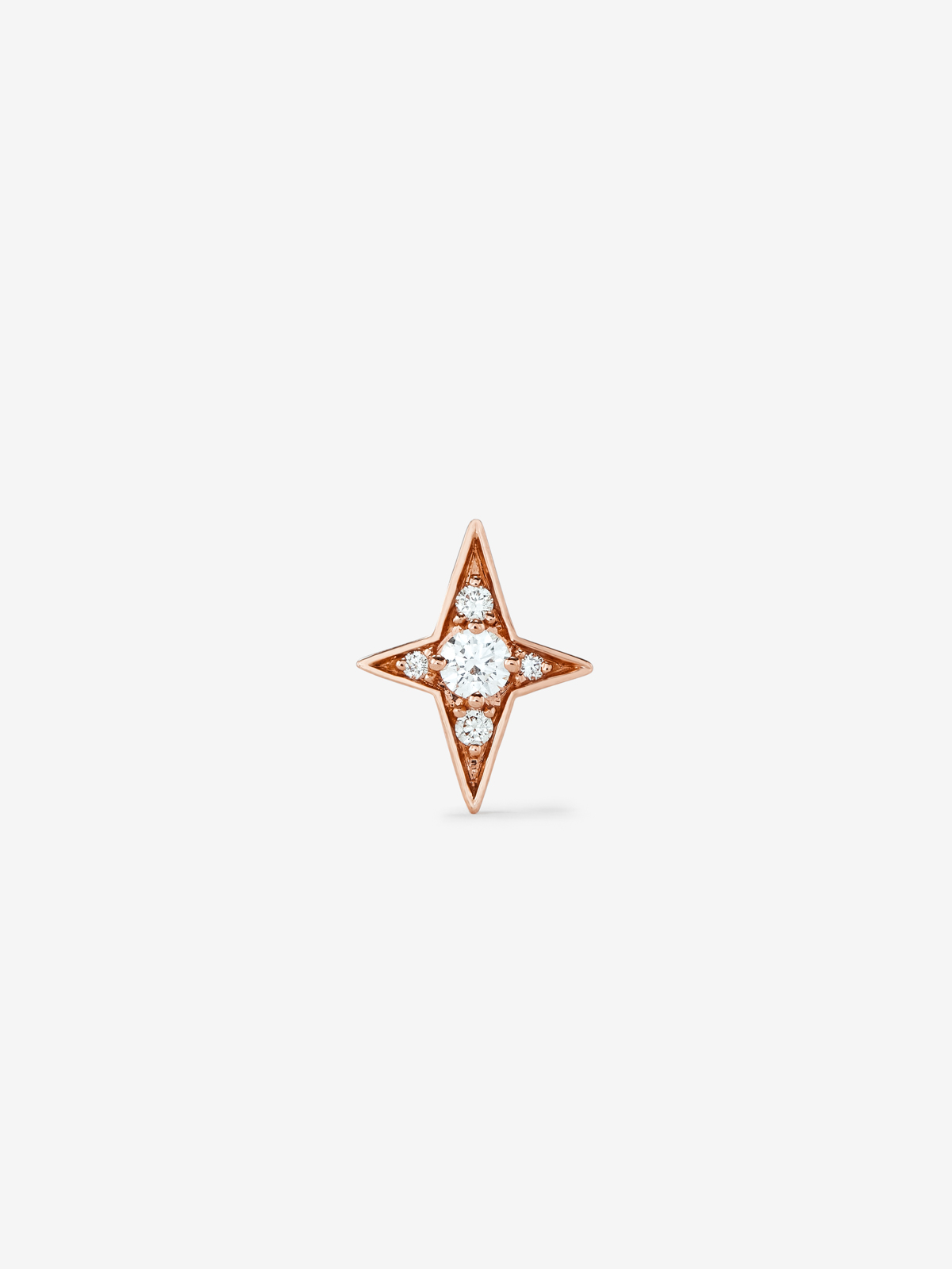 Individual 18K rose gold star earring with diamonds