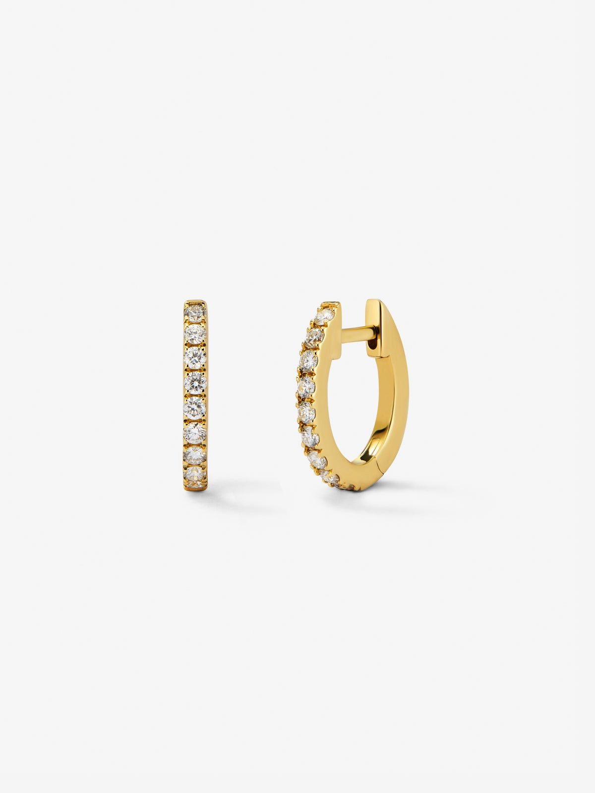 18K yellow gold ring earrings with white diamonds of 0.25 cts