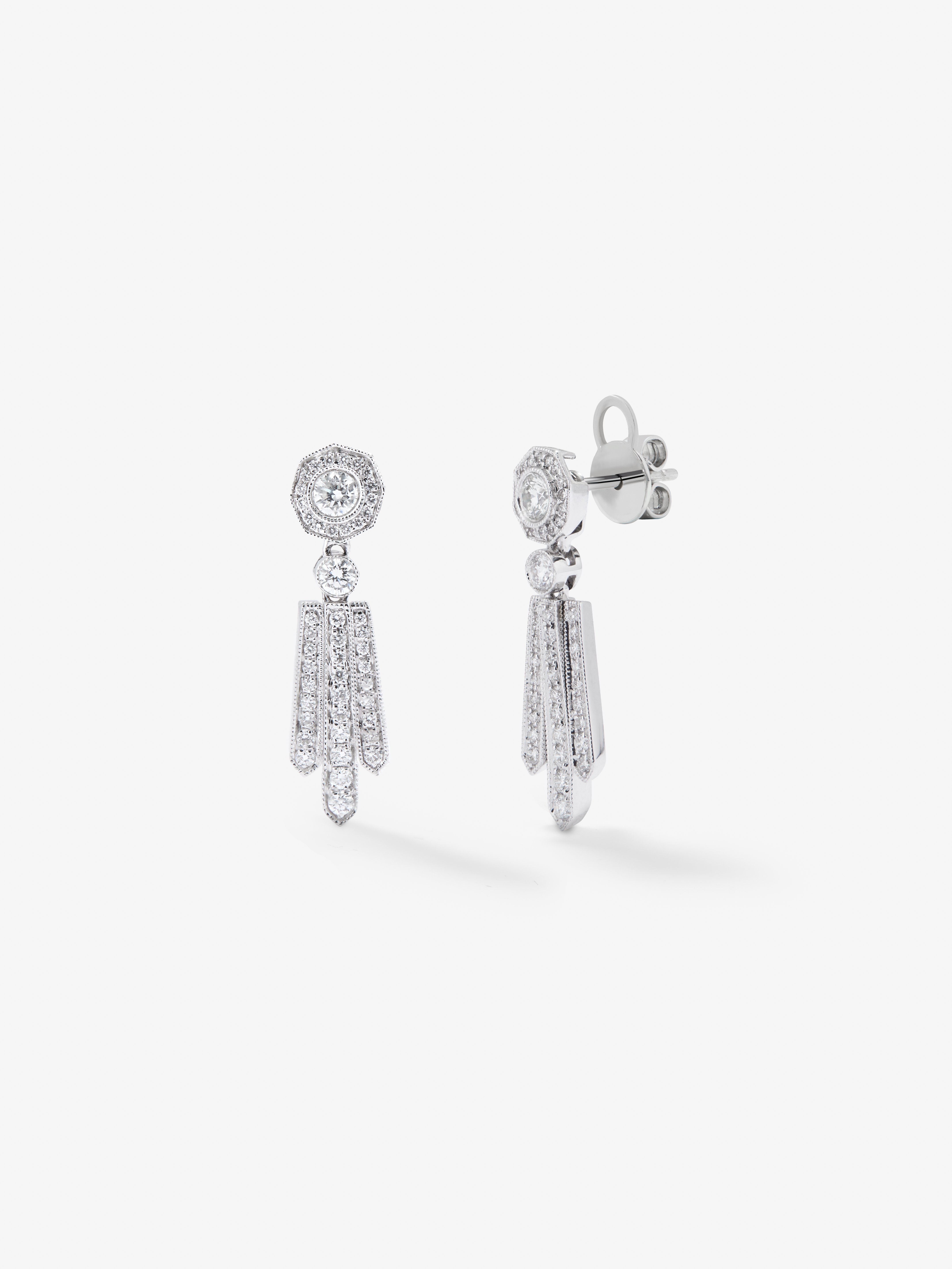 18K white gold earrings with white diamonds of 0.88 cts