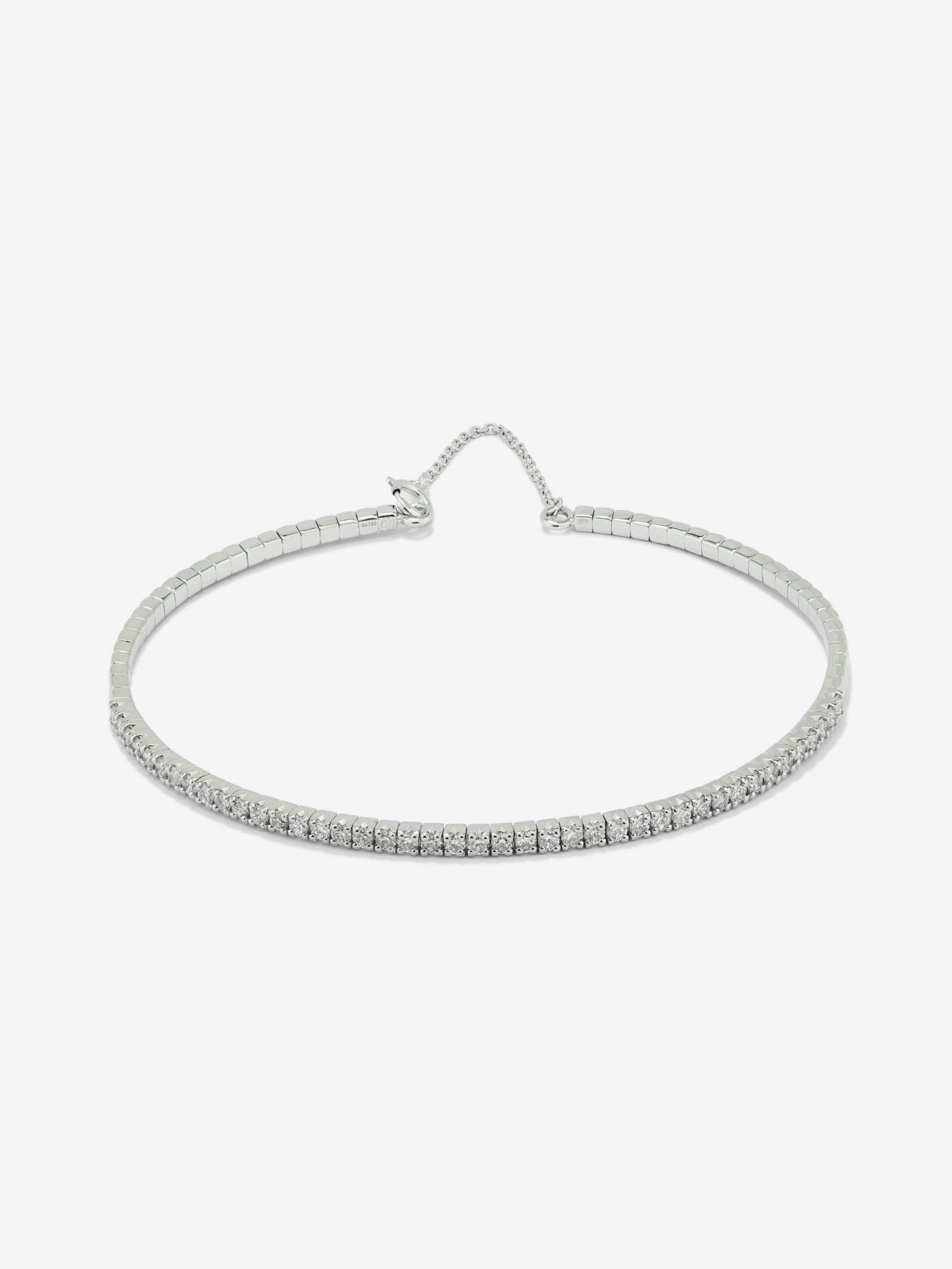 Pulsera rígida de oro blanco de 18K de diamantes