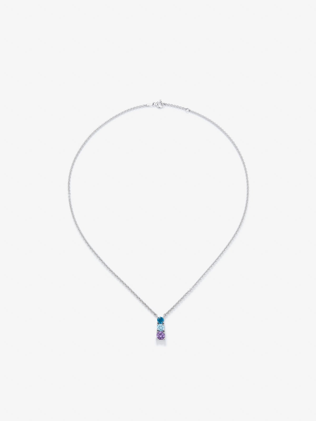 925 silver pendant with London blue topaz, Swiss blue topaz and brilliant-cut purple amethyst