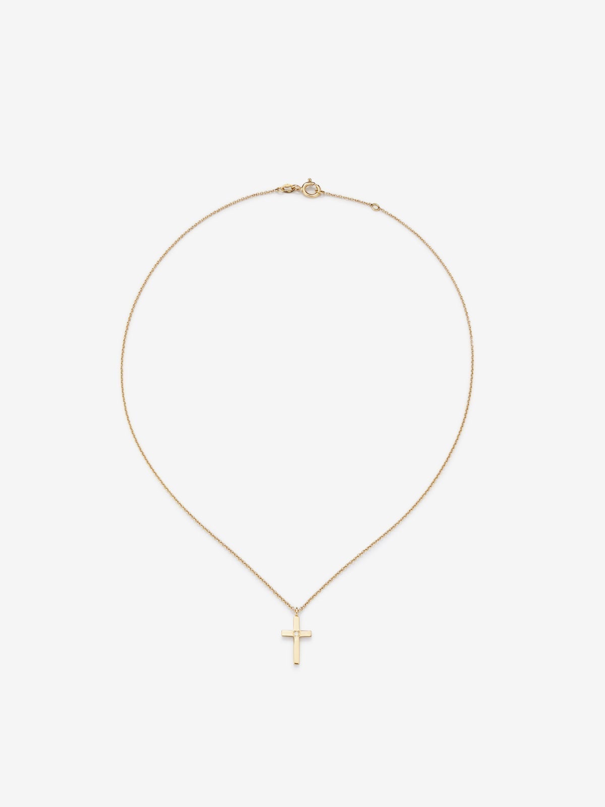 Colgante cadena con cruz mediana de oro amarillo de 18K