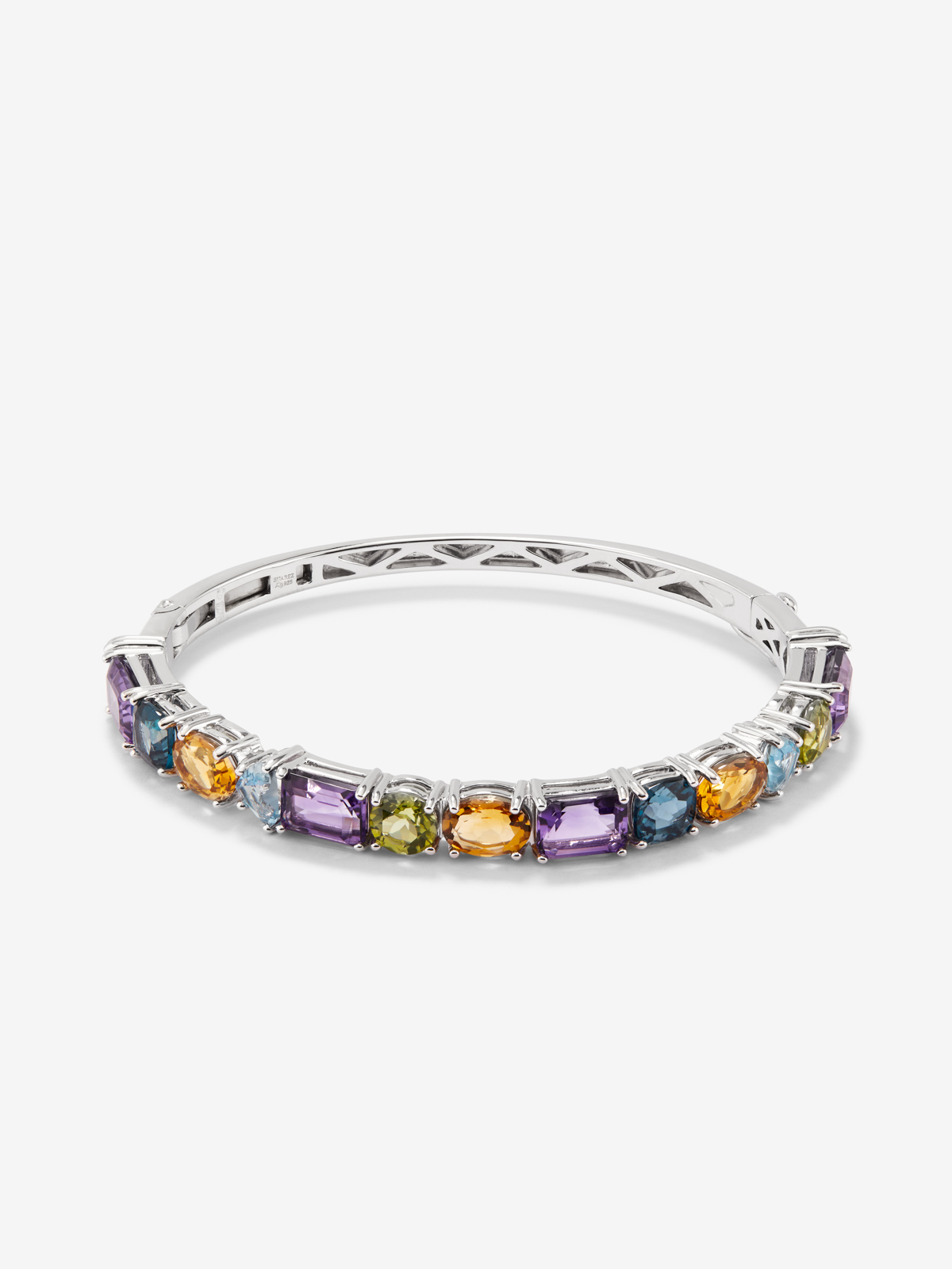 925 silver rigid bracelet with multicolored gems
