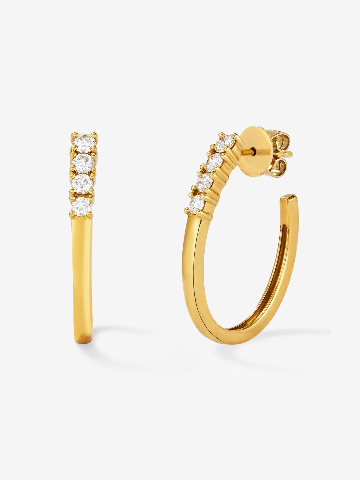 Pendientes de aro de oro amarillo de 18K con diamantes blancos en talla brillante de 0,5 cts