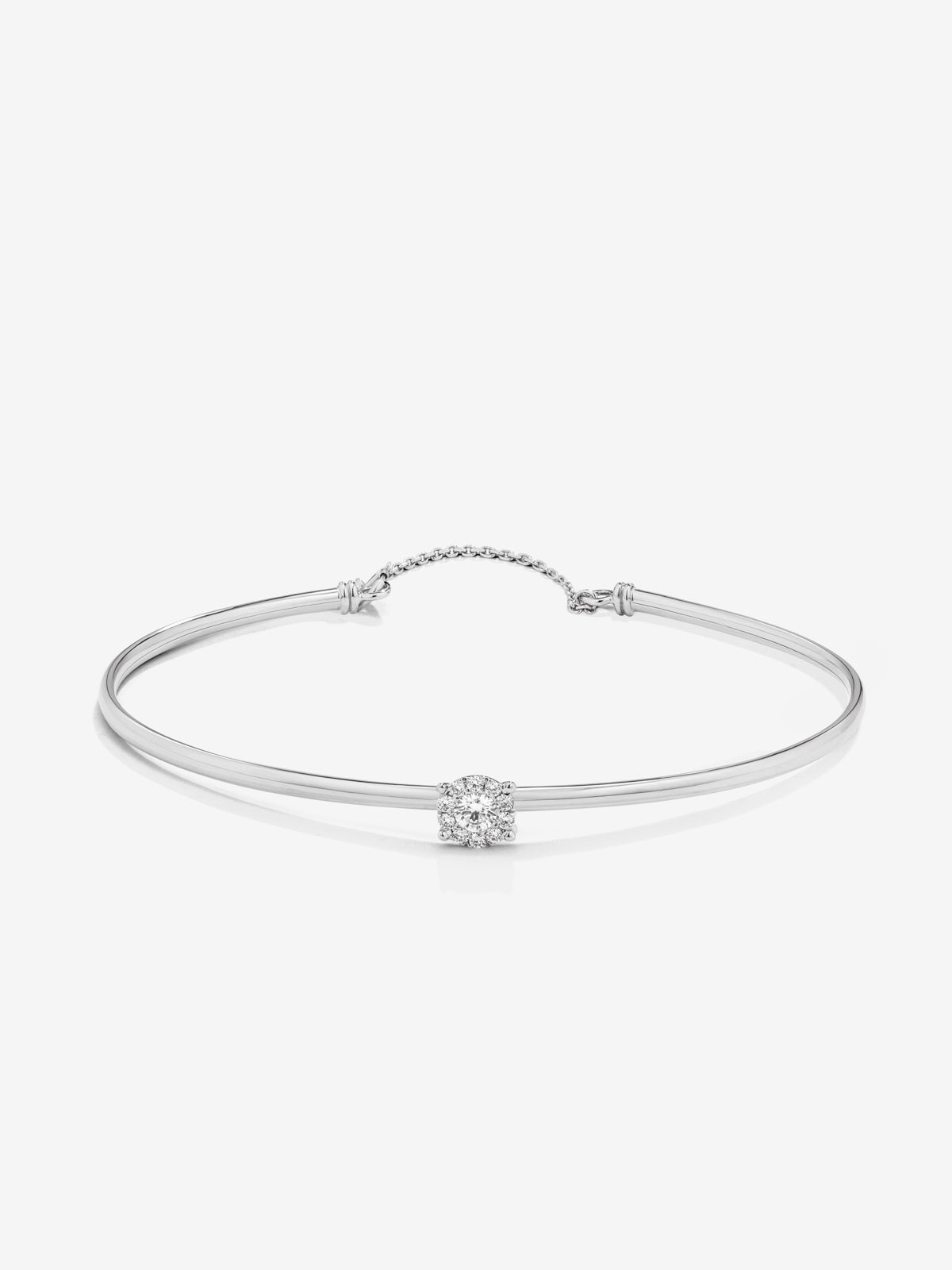 Pulsera rígida de oro blanco de 18K de diamantes