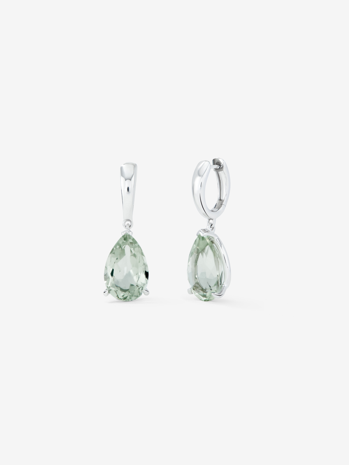 925 Silver hoop earrings with hanging green amethyst